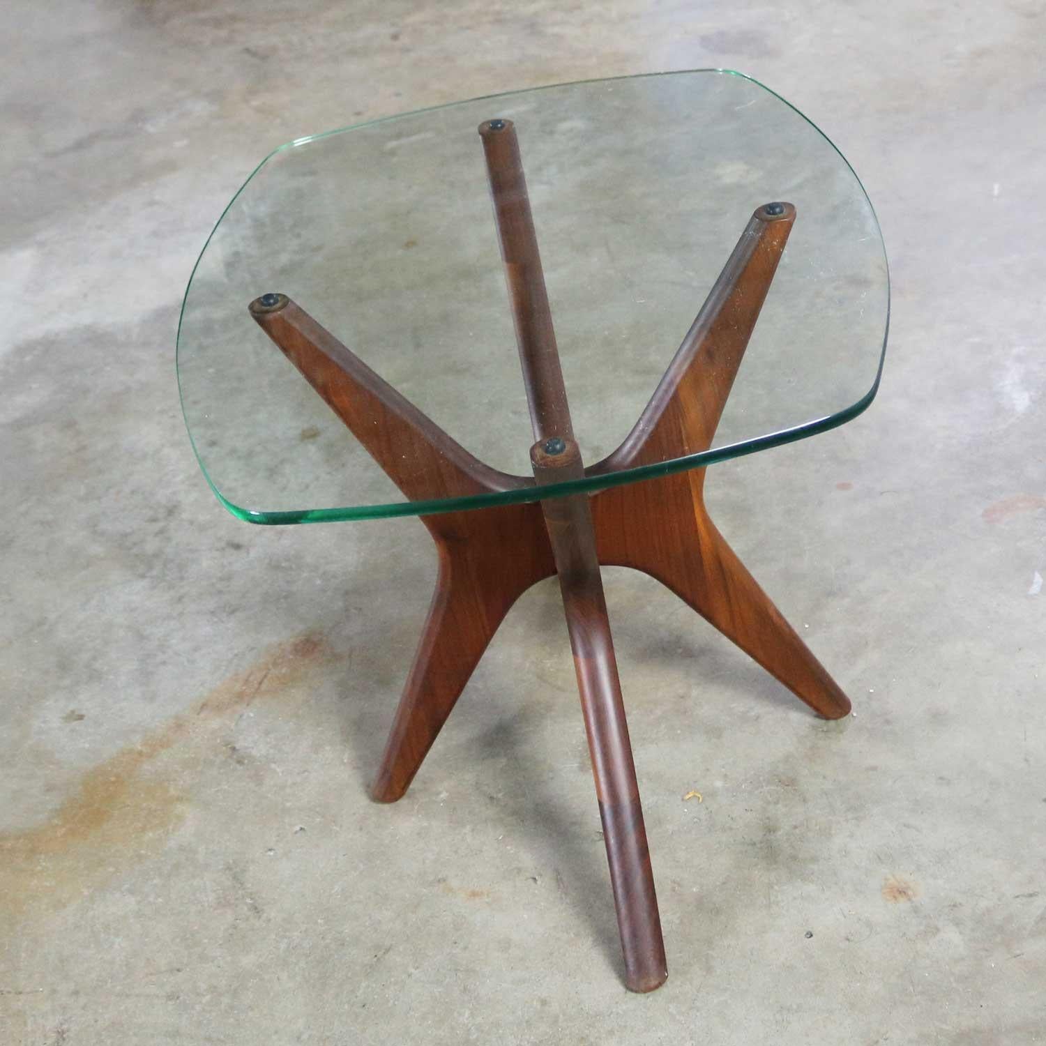 20th Century Adrian Pearsall Walnut and Glass Jacks Side Table, Mid-Century Modern