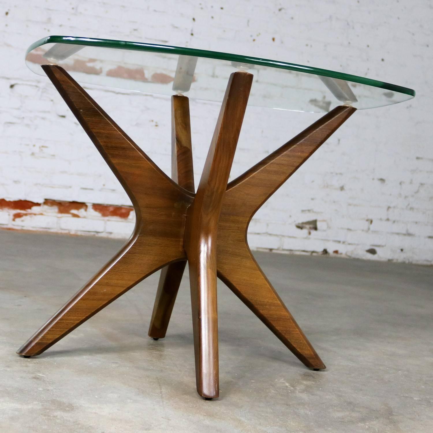 Adrian Pearsall Walnut and Glass Jacks Side Table, Mid-Century Modern 3