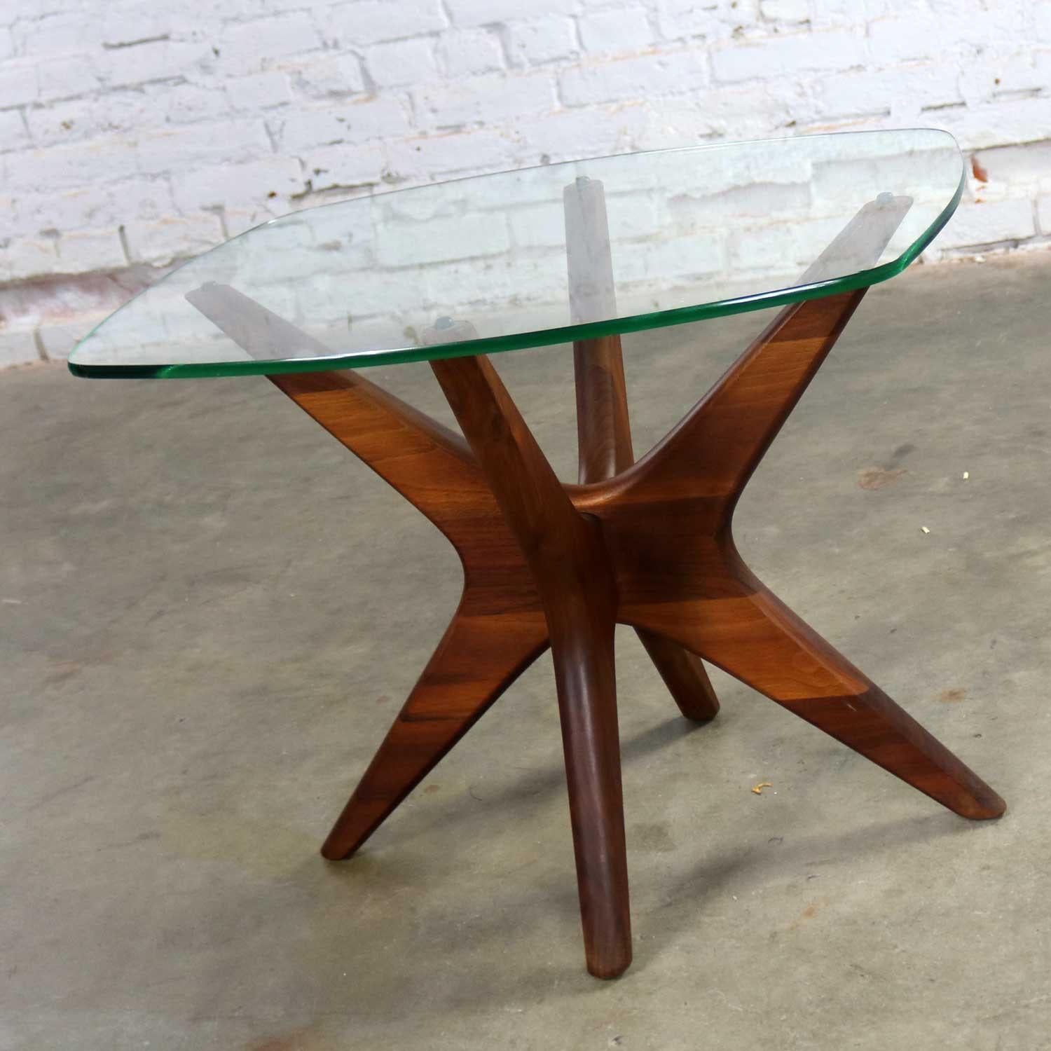 Adrian Pearsall Walnut and Glass Jacks Side Table, Mid-Century Modern 1