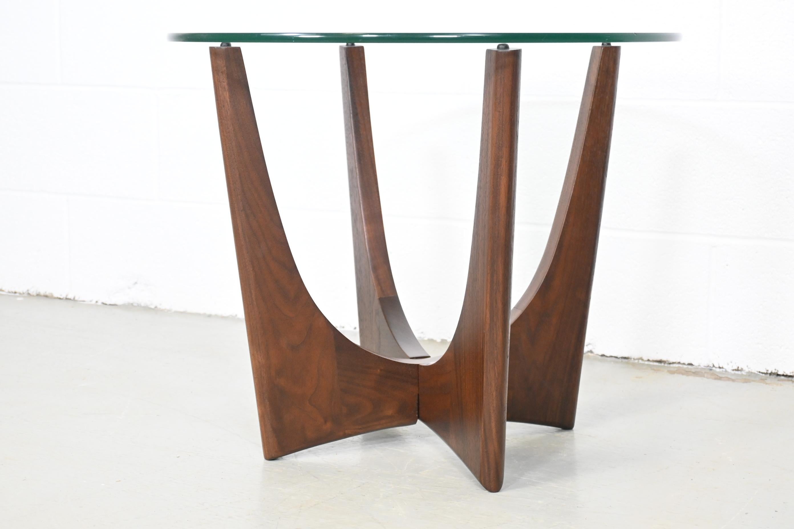 Adrian Pearsall Style Walnut and Glass Mid Century Modern Side or End Tables 3