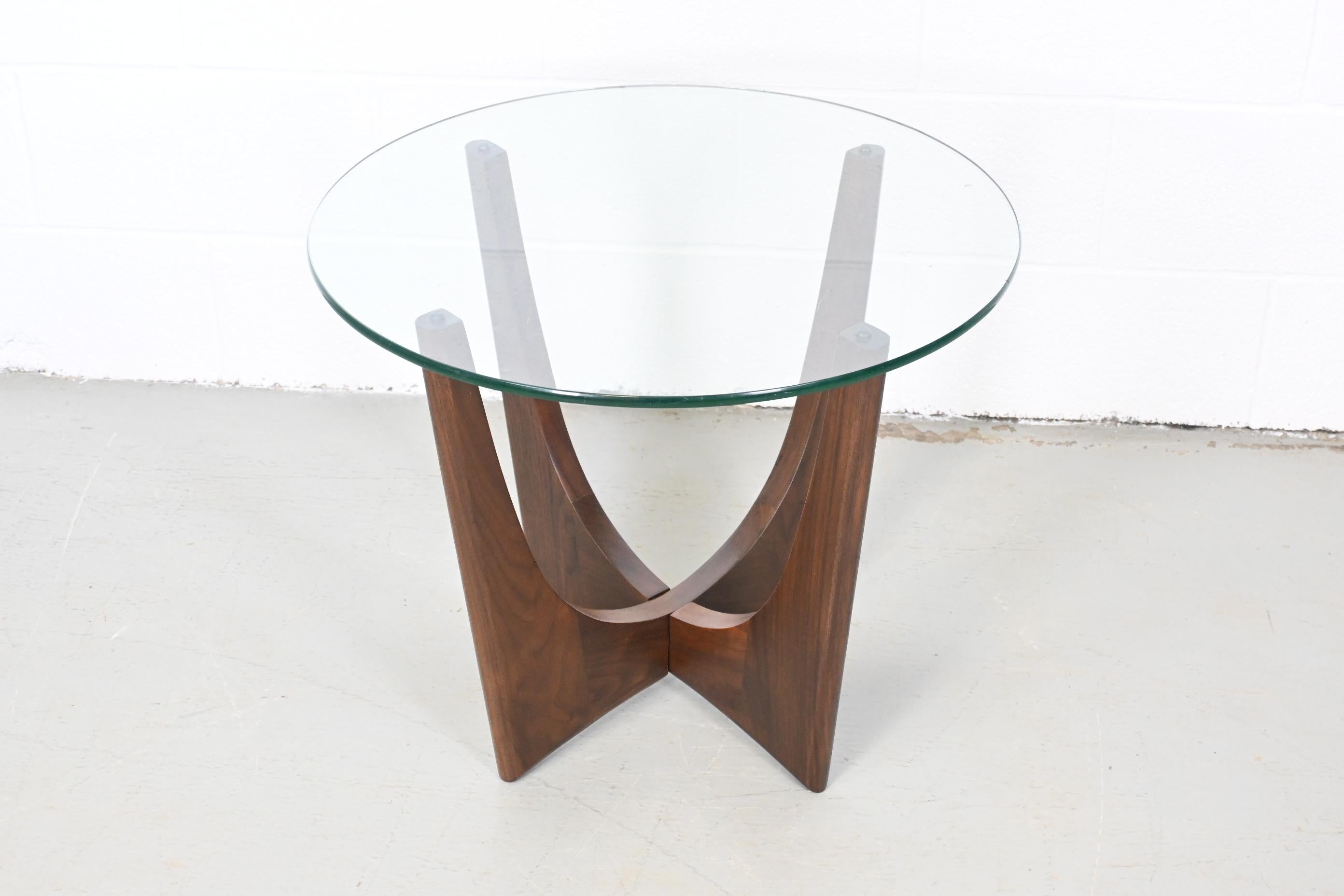Adrian Pearsall Style Walnut and Glass Mid Century Modern Side or End Tables 4