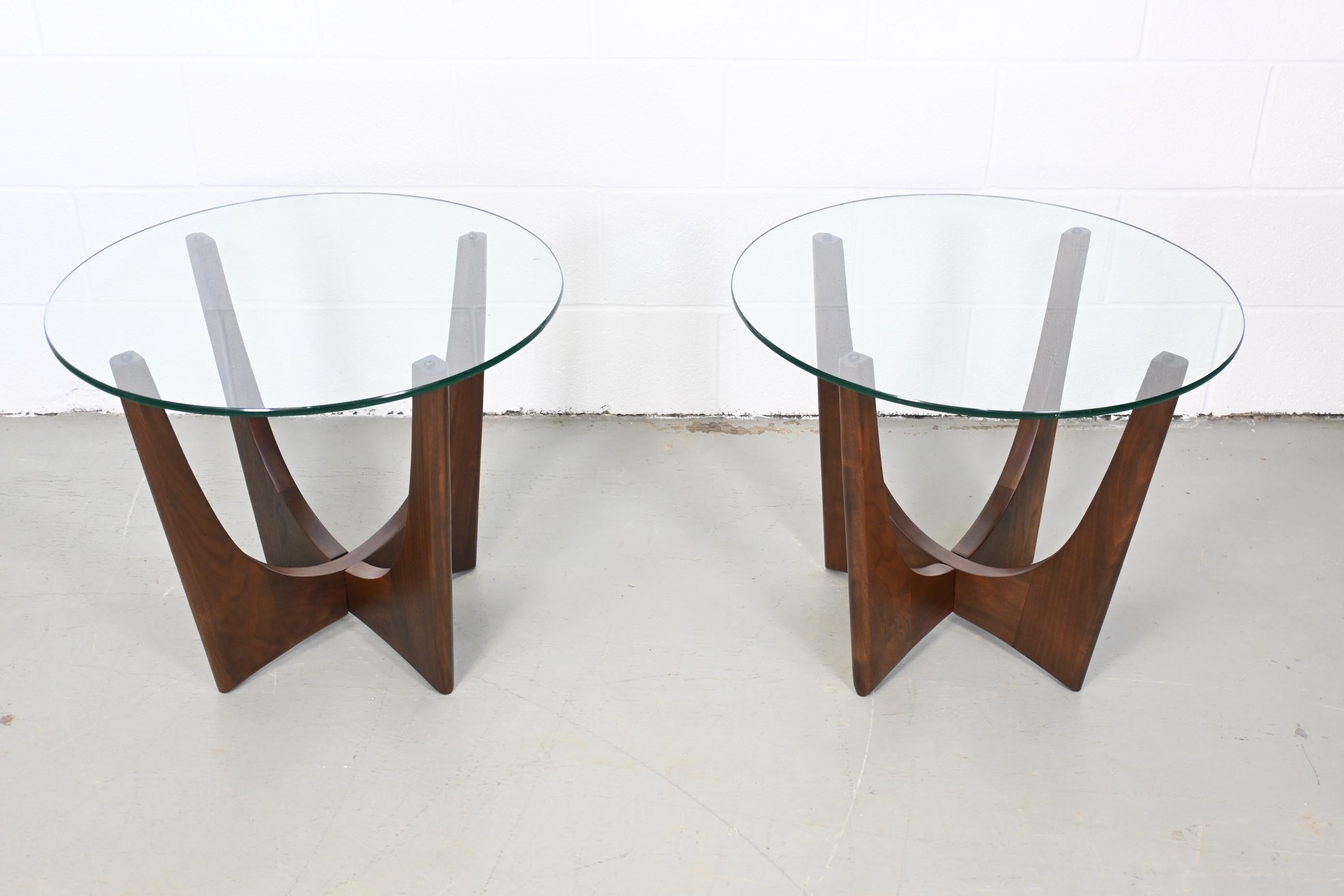 Mid-Century Modern Adrian Pearsall Style Walnut and Glass Mid Century Modern Side or End Tables