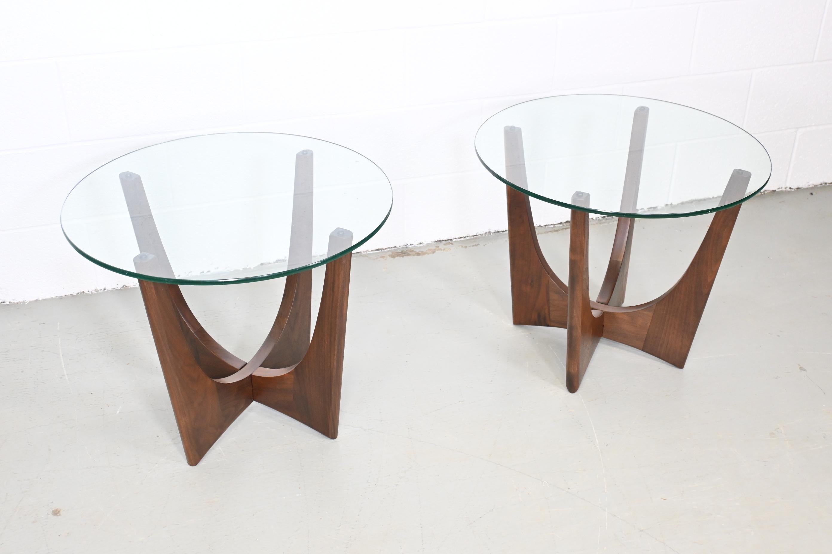 Lacquered Adrian Pearsall Style Walnut and Glass Mid Century Modern Side or End Tables