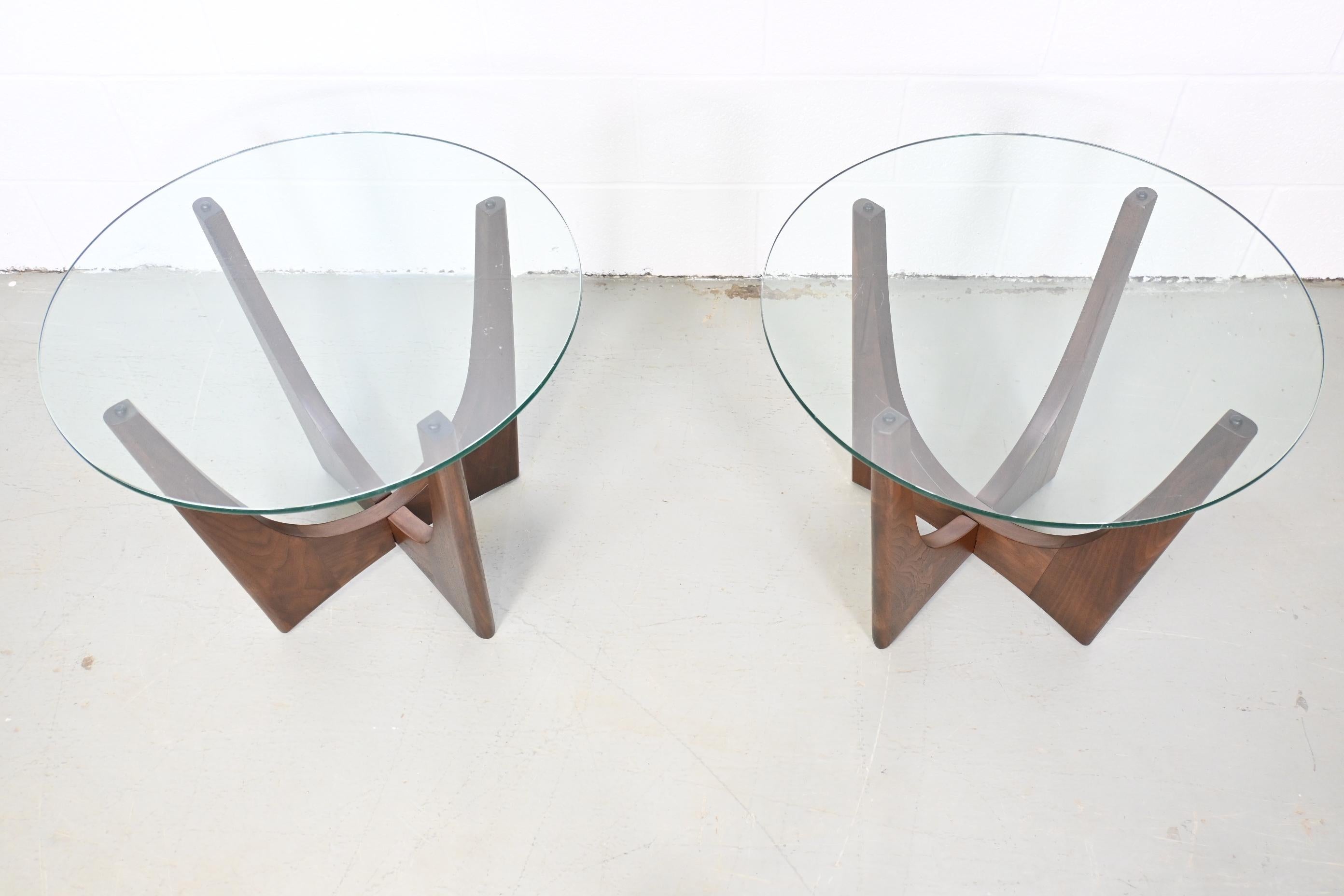 Adrian Pearsall Style Walnut and Glass Mid Century Modern Side or End Tables In Good Condition In Morgan, UT