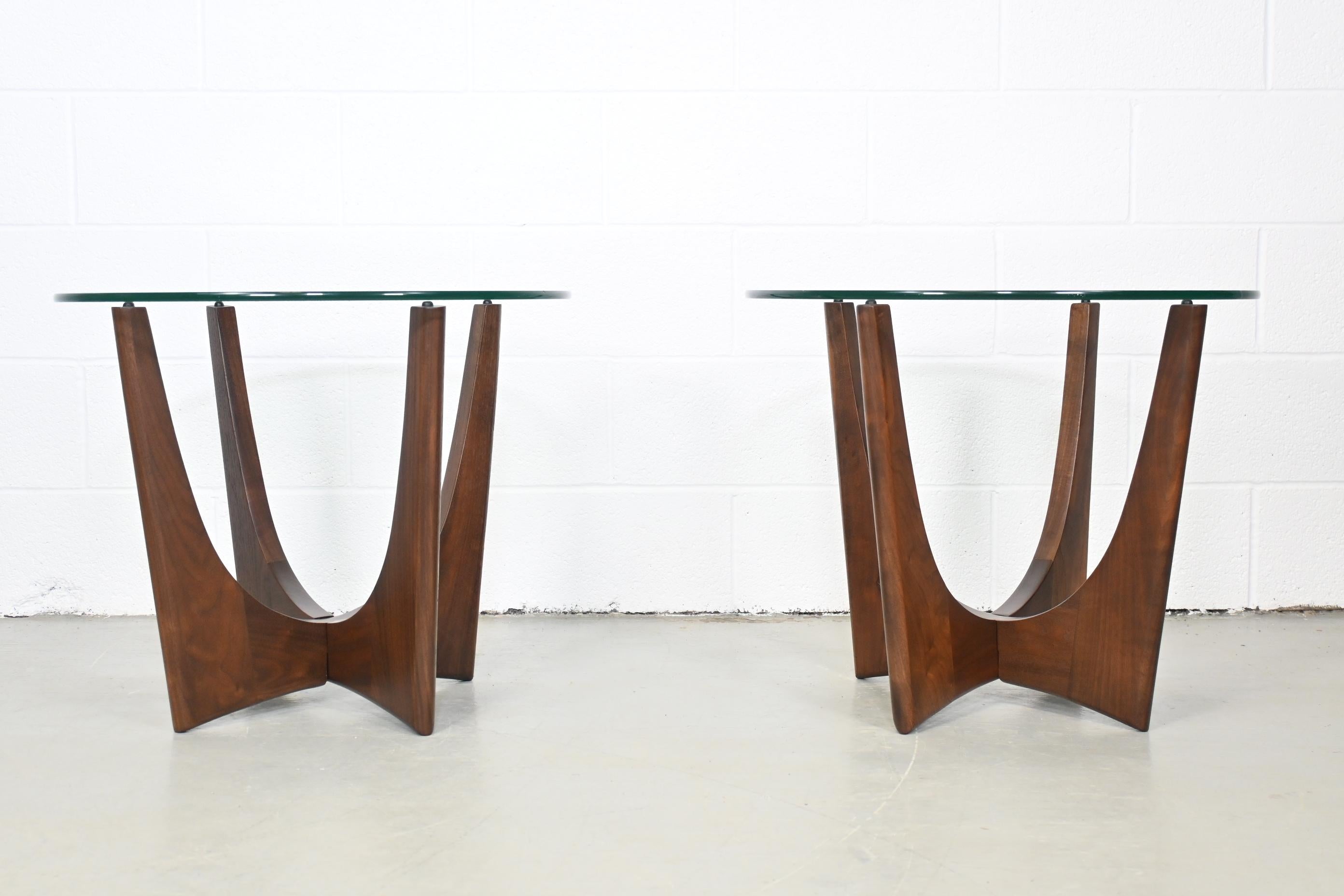Mid-20th Century Adrian Pearsall Style Walnut and Glass Mid Century Modern Side or End Tables