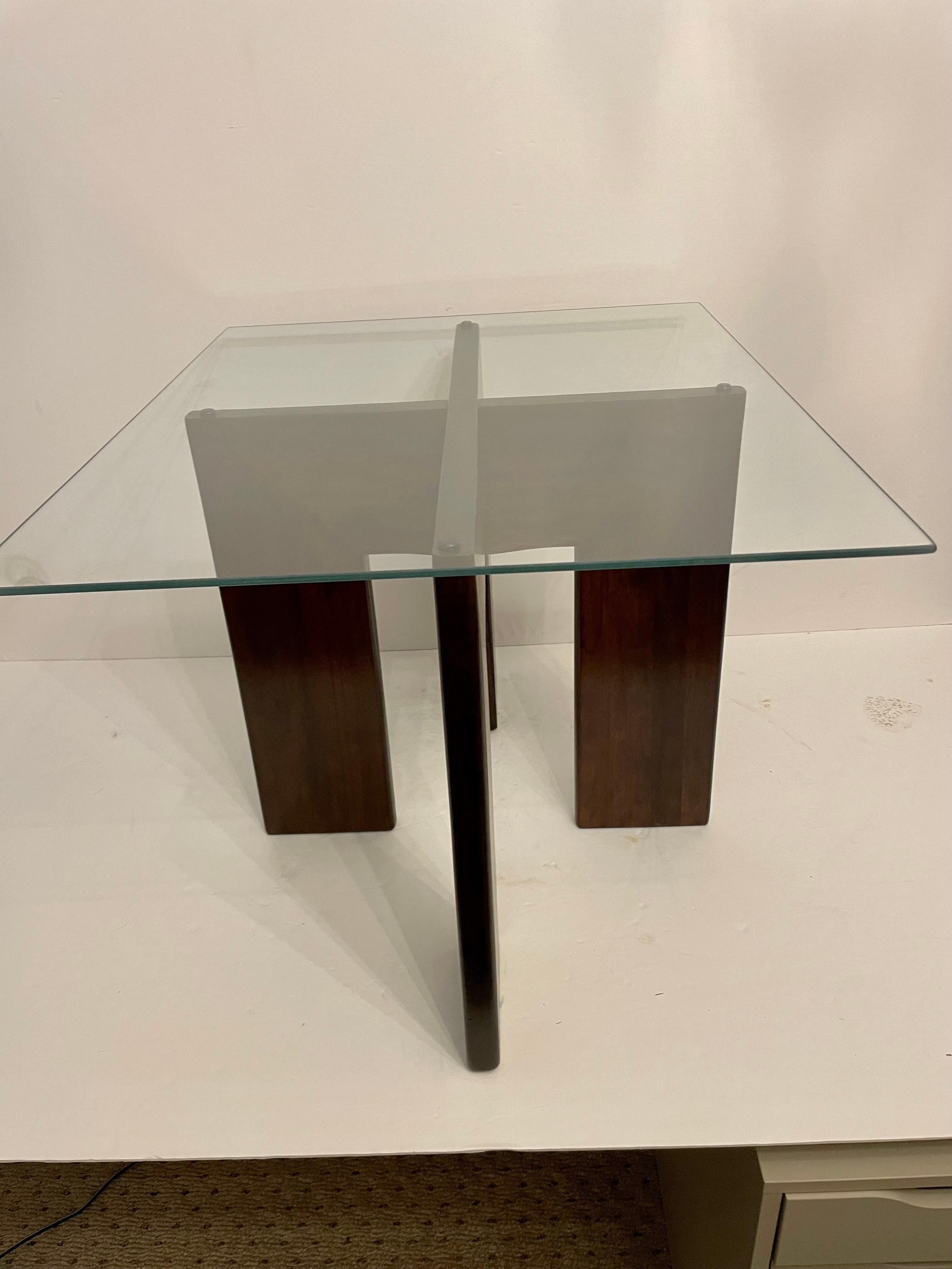 1960s walnut and glass side table by Adrian Pearsall for Craft Associates. Very nice walnut grain and new 22