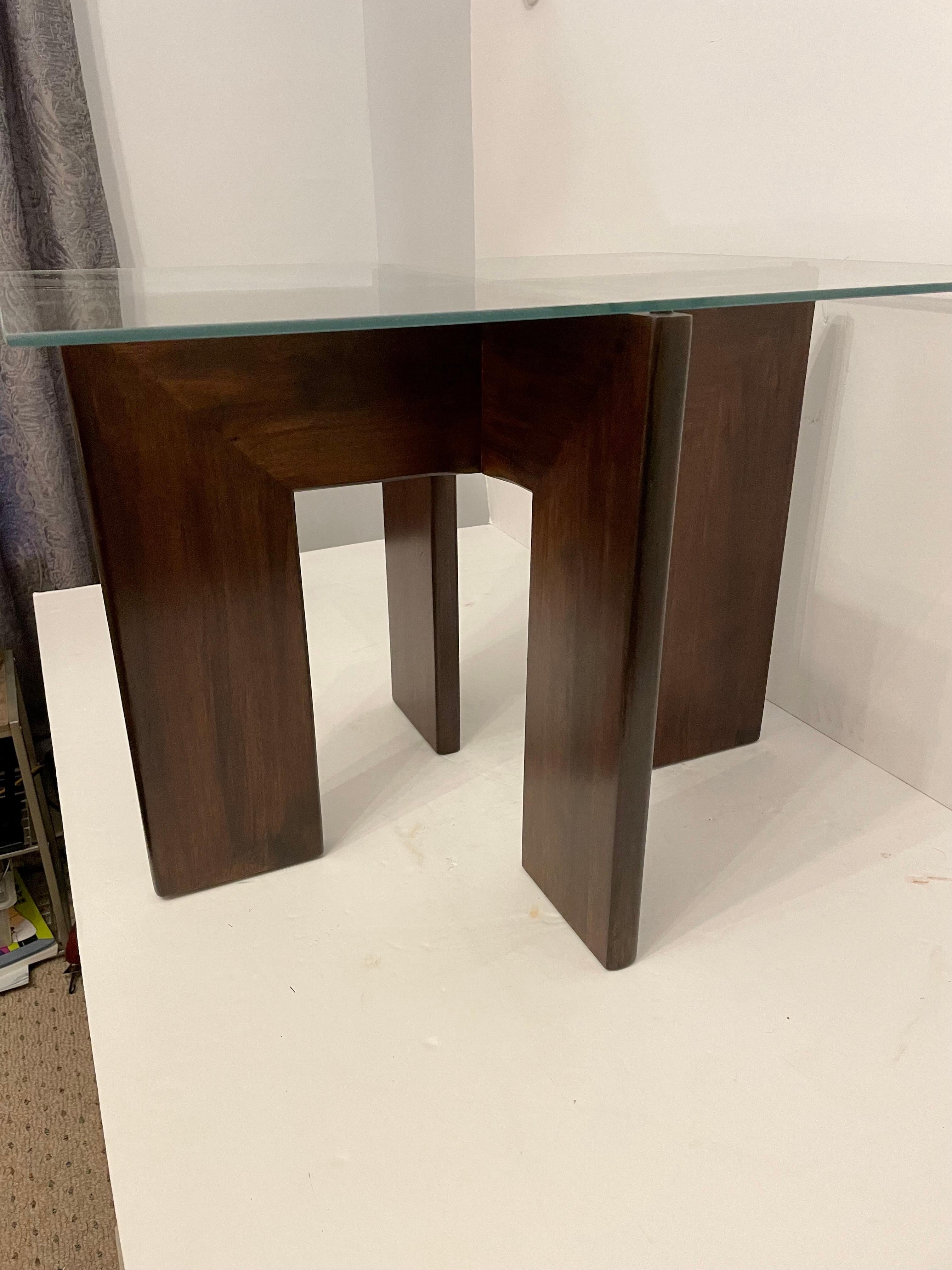 Adrian Pearsall Walnut and Glass Side Table In Good Condition For Sale In New York, NY