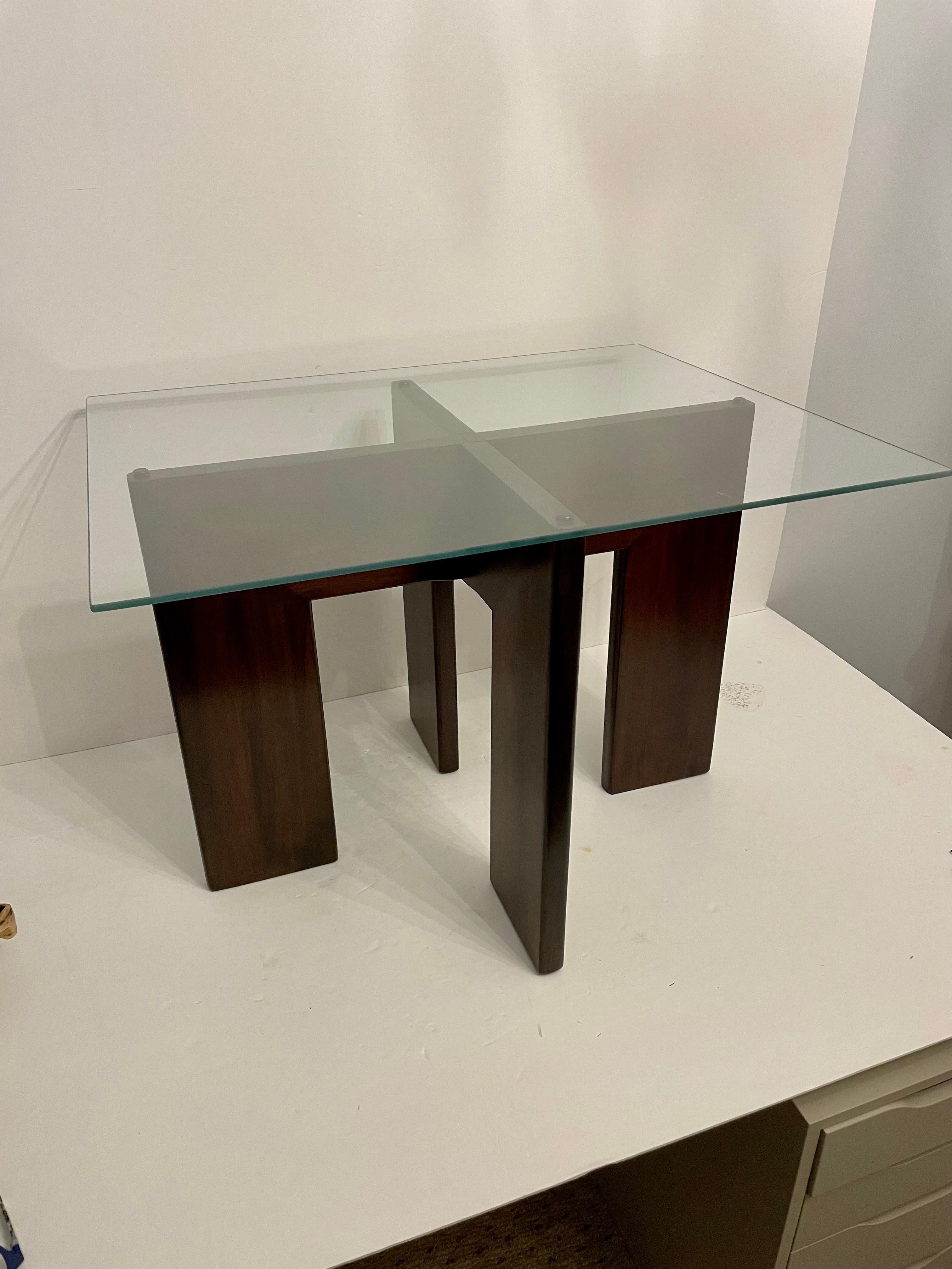 Mid-20th Century Adrian Pearsall Walnut and Glass Side Table For Sale