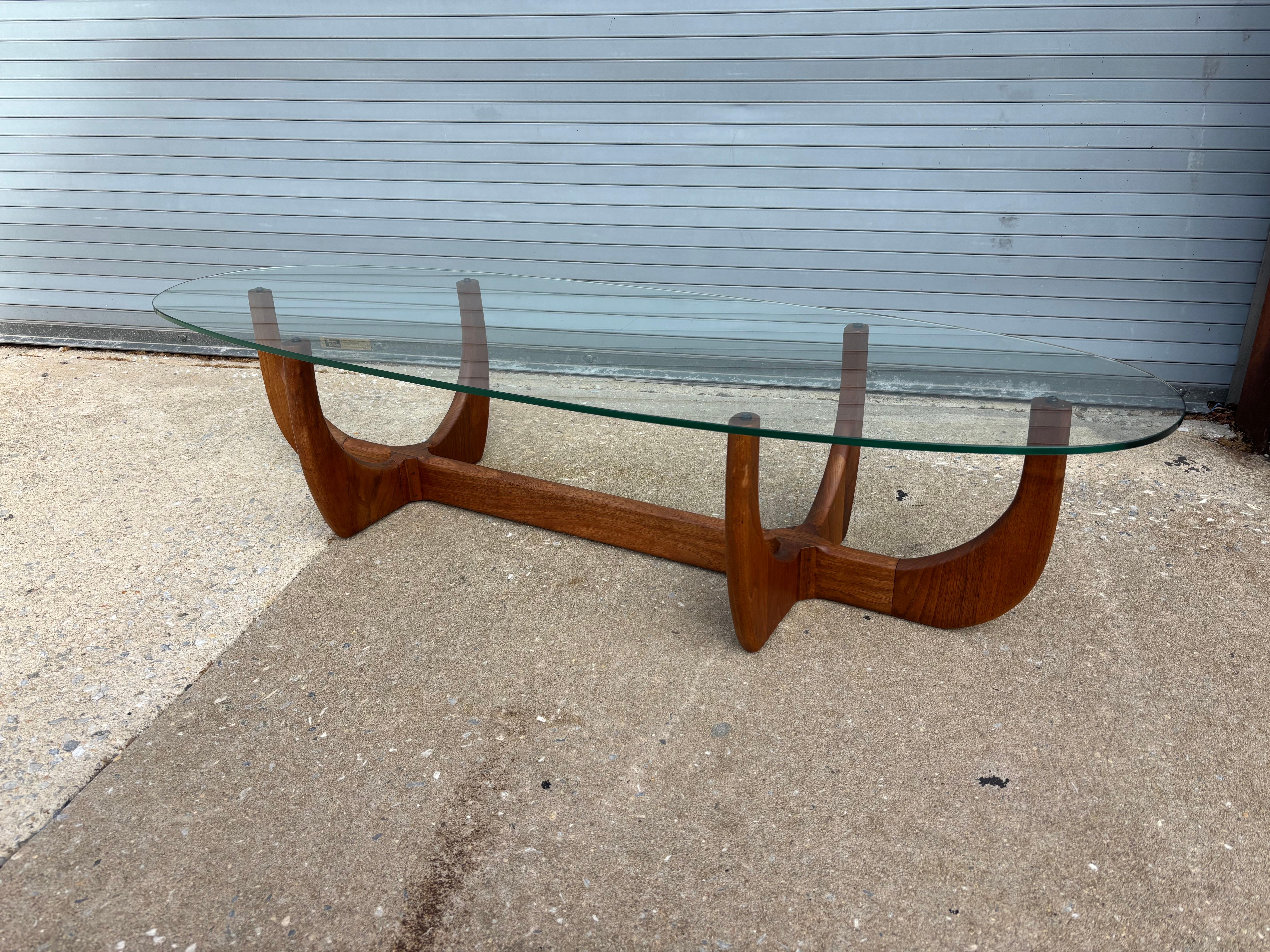 Mid-Century Modern Adrian Pearsall Walnut and Glass Skeleton Coffee Table