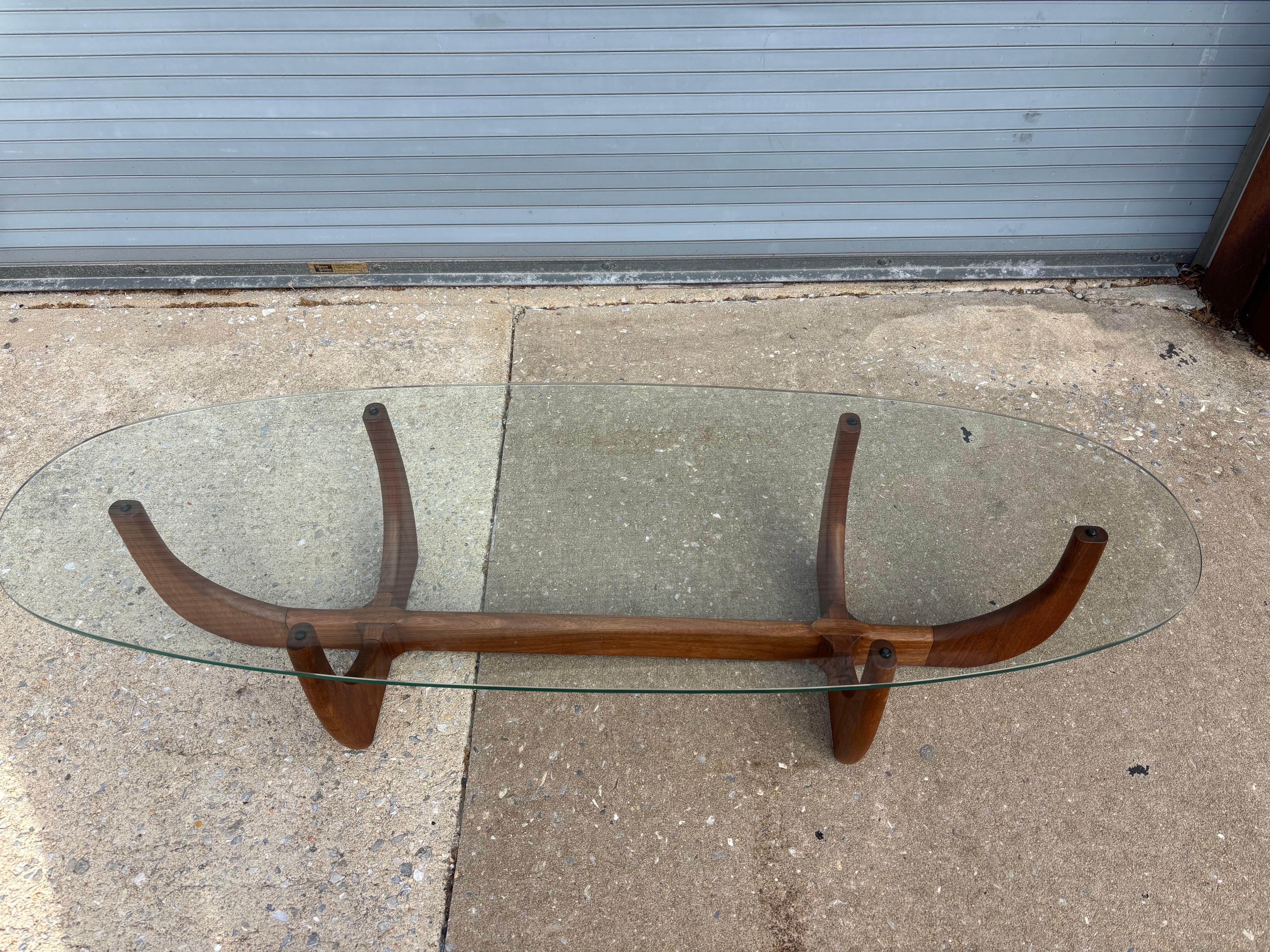 Mid-20th Century Adrian Pearsall Walnut and Glass Skeleton Coffee Table