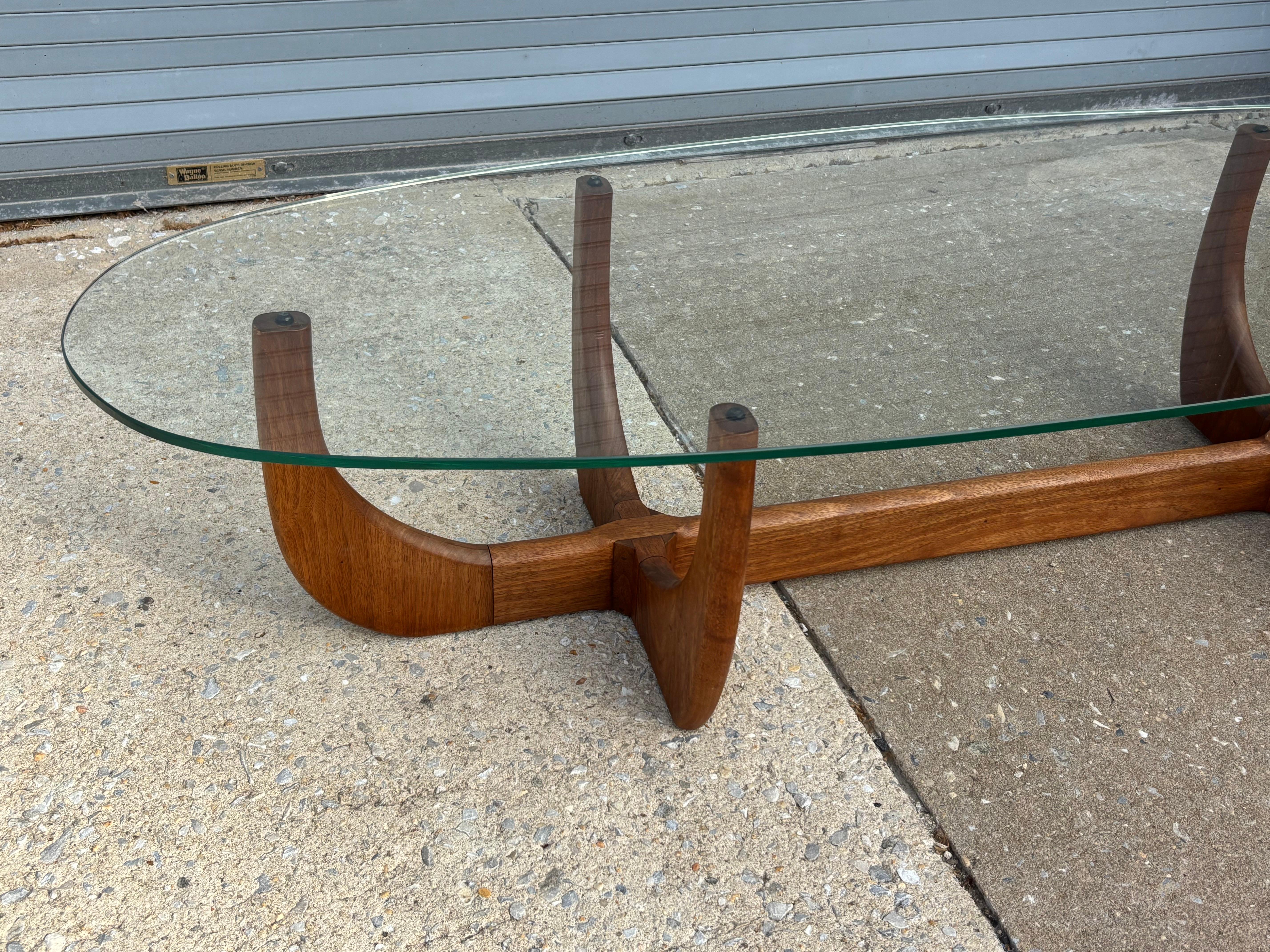 Adrian Pearsall Walnut and Glass Skeleton Coffee Table 1
