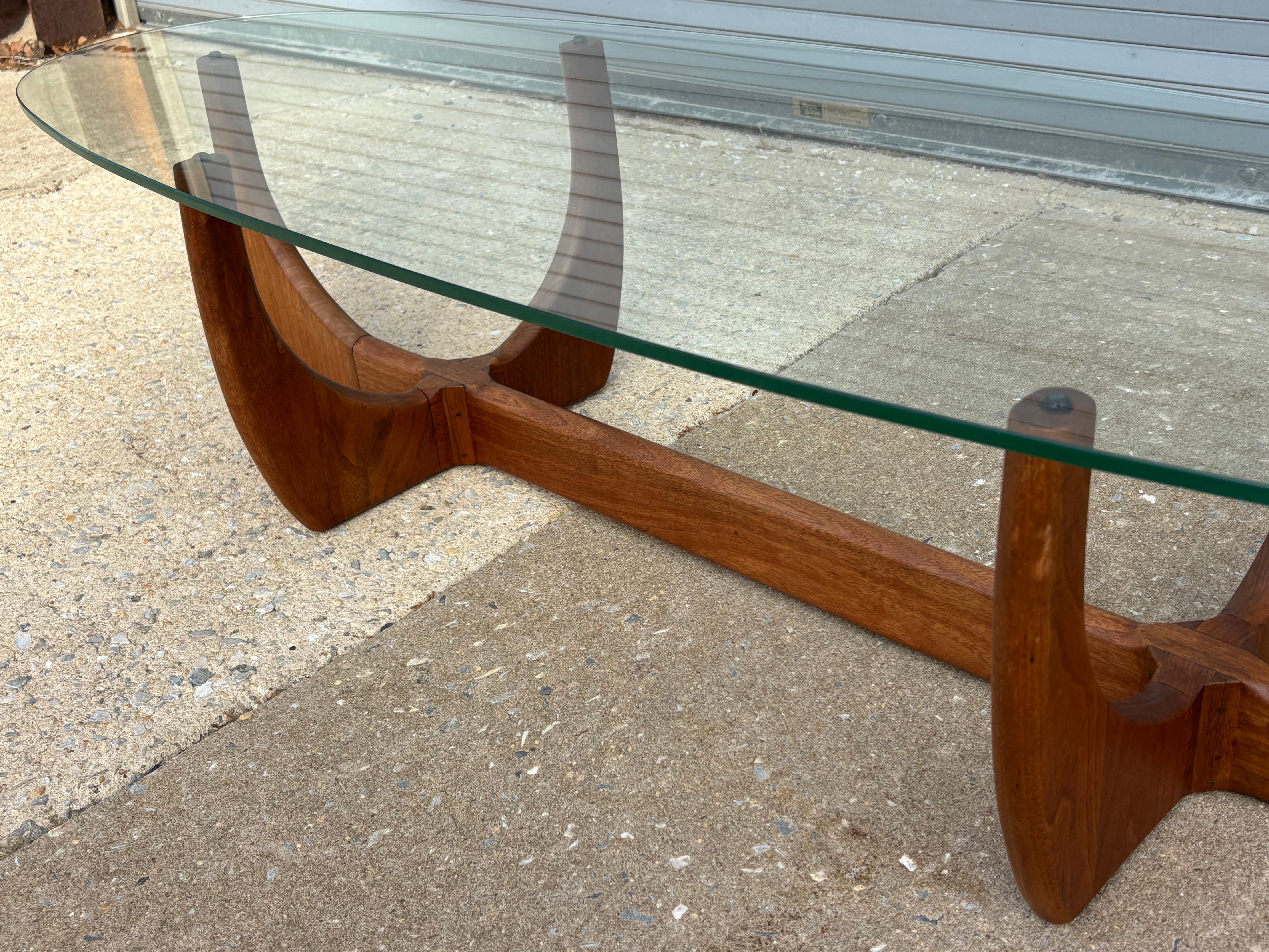 Adrian Pearsall Walnut and Glass Skeleton Coffee Table 3