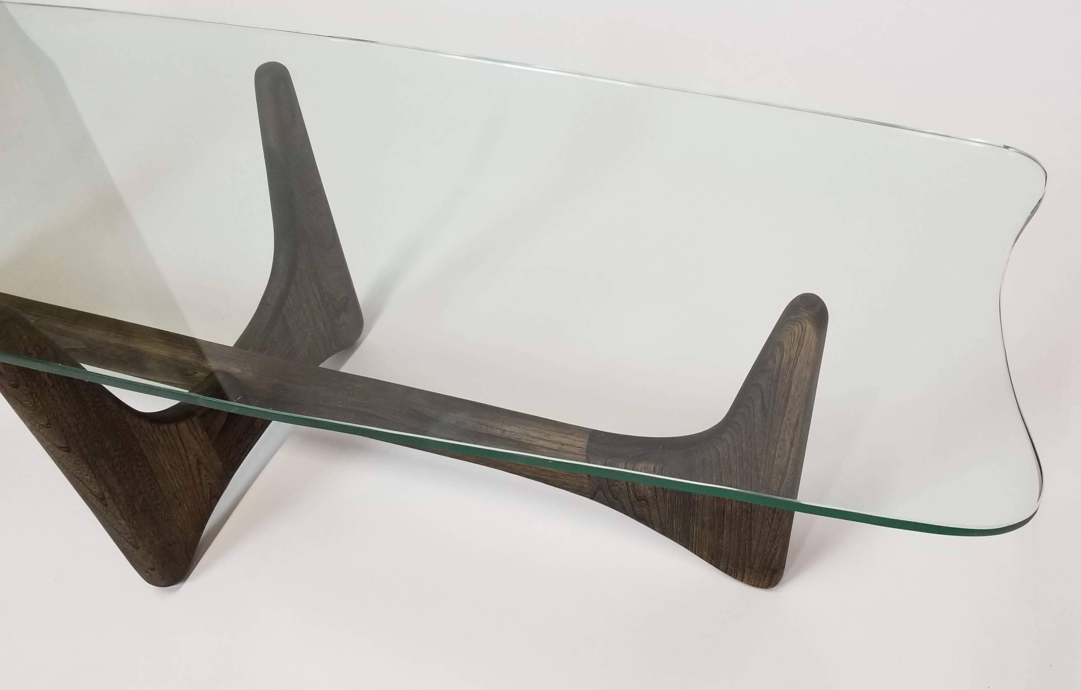 Mid-Century Modern Adrian Pearsall Walnut and Glass Stingray Coffee Table