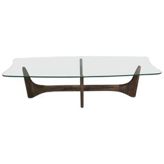 Adrian Pearsall Walnut and Glass Stingray Coffee Table