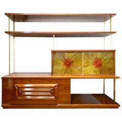 Adrian Pearsall Walnut Brass Brutalist Modern Étagère Bookcase FINAL CLEARANCE 