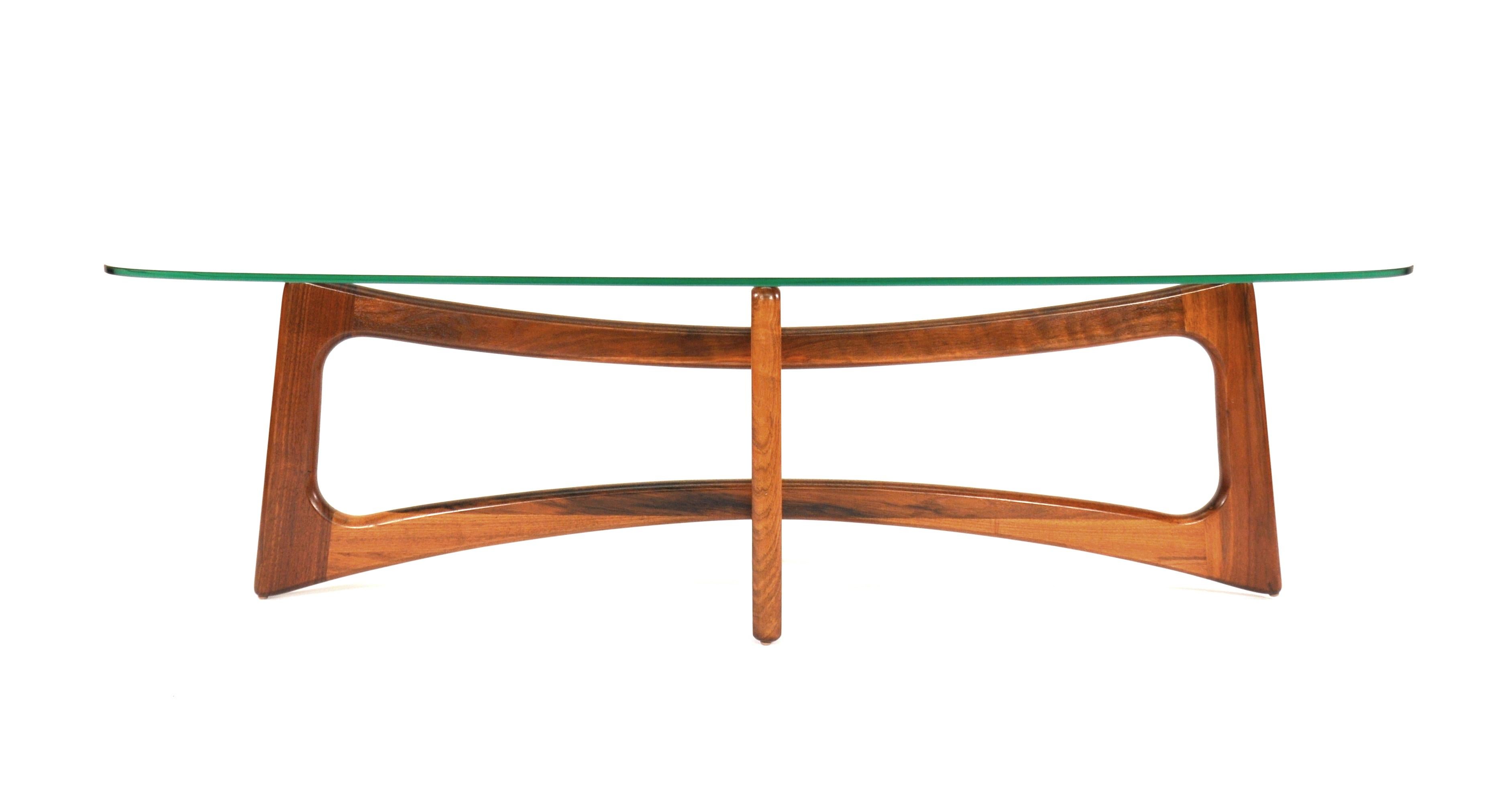 Glass Adrian Pearsall Walnut Coffee Table by Craft Associates, Model 2454-TGO