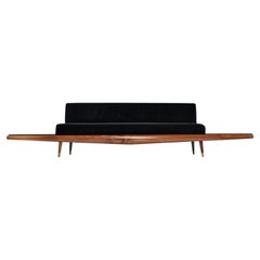 Adrian Pearsall Walnut Daybed Platform Sofa with Floating Terrazzo End Tables