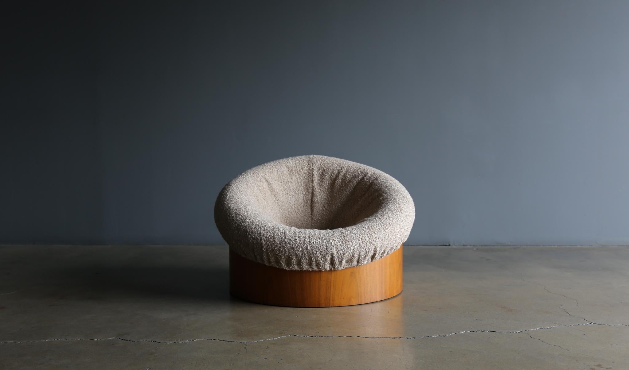 Mid-Century Modern Adrian Pearsall Walnut Drum Chair for Craft Associates, circa 1970