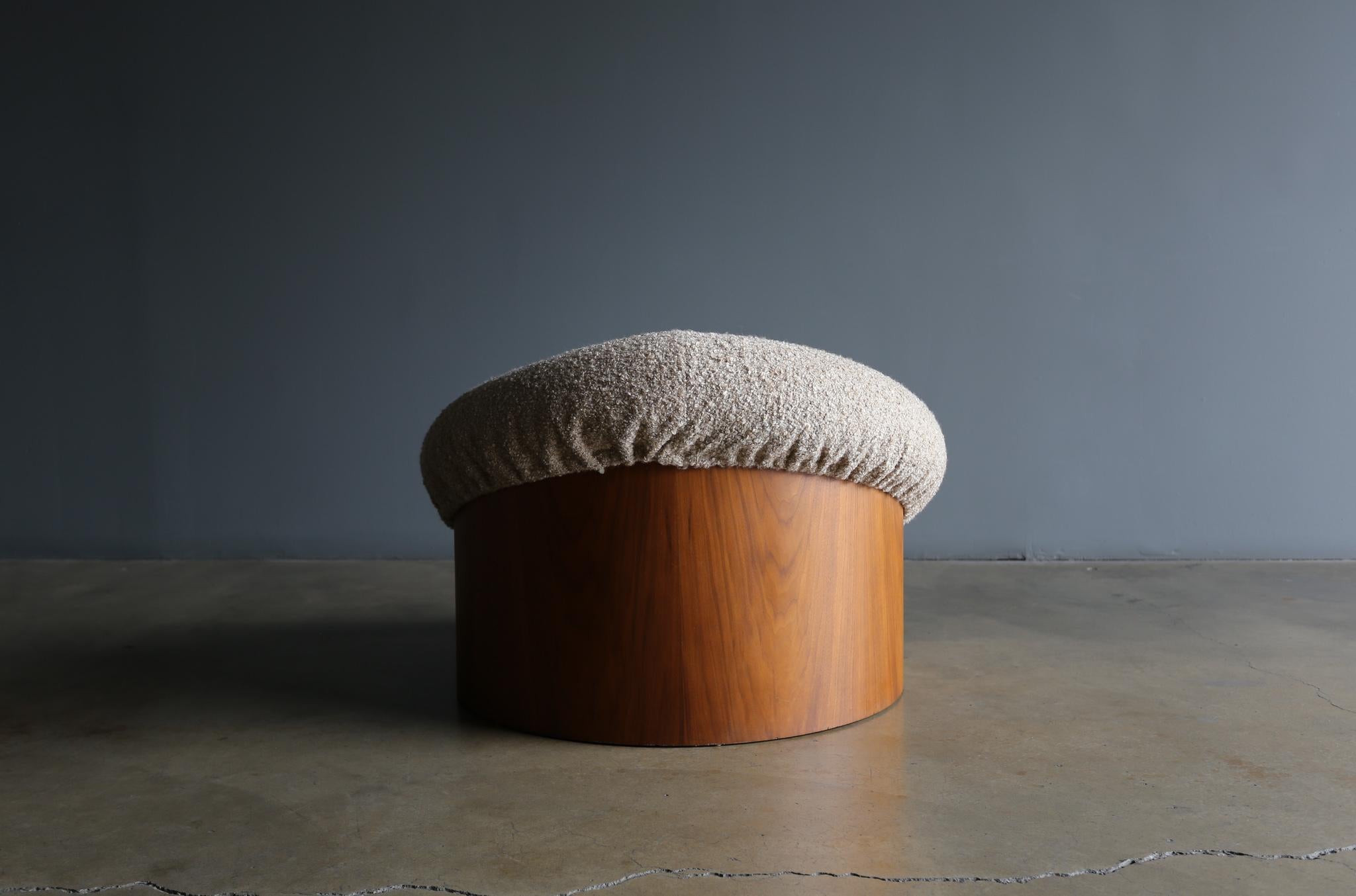 American Adrian Pearsall Walnut Drum Chair for Craft Associates, circa 1970