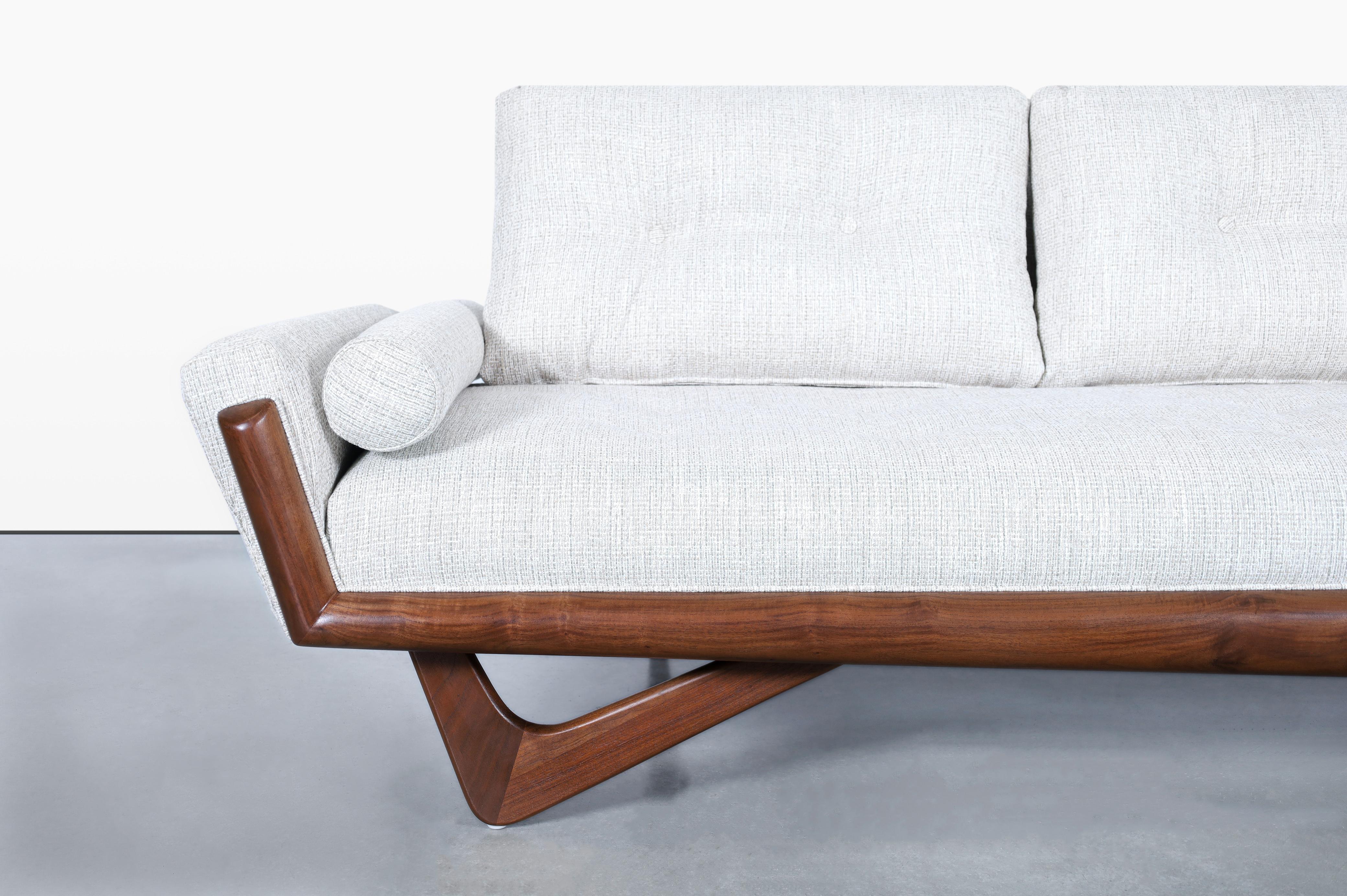 Fabric Adrian Pearsall Walnut “Gondola” Sofa for Craft Associates For Sale
