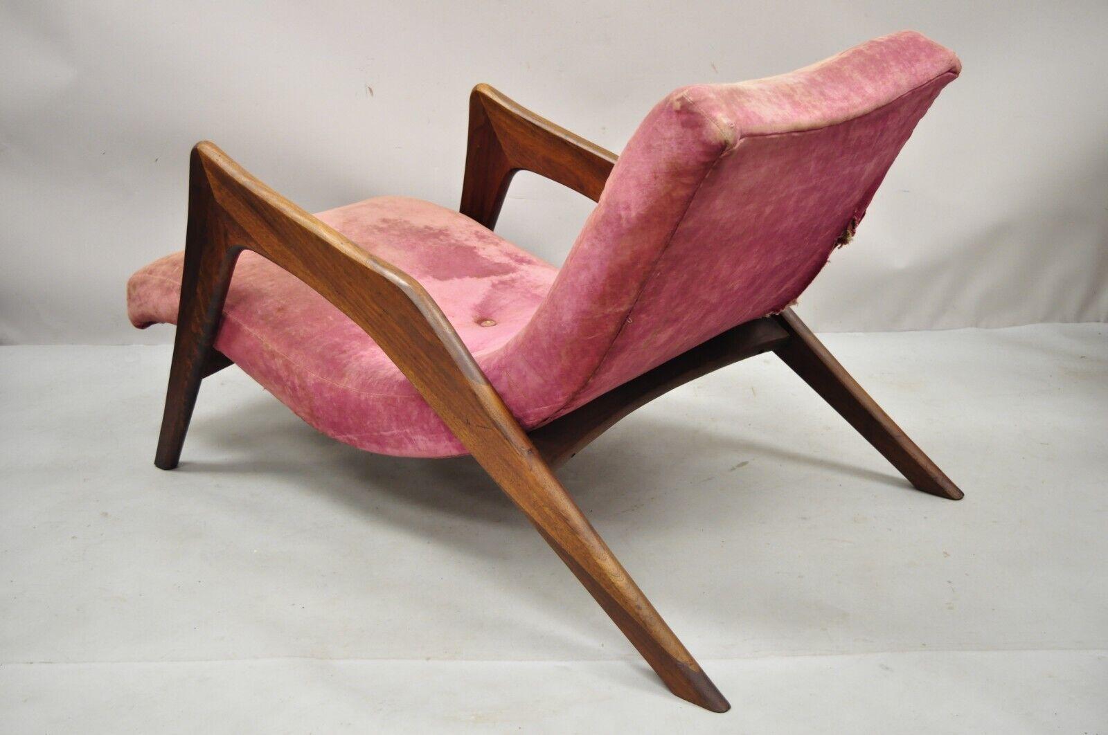 Adrian Pearsall Walnut Grasshopper Chaise Lounge Chair Mid Century 4