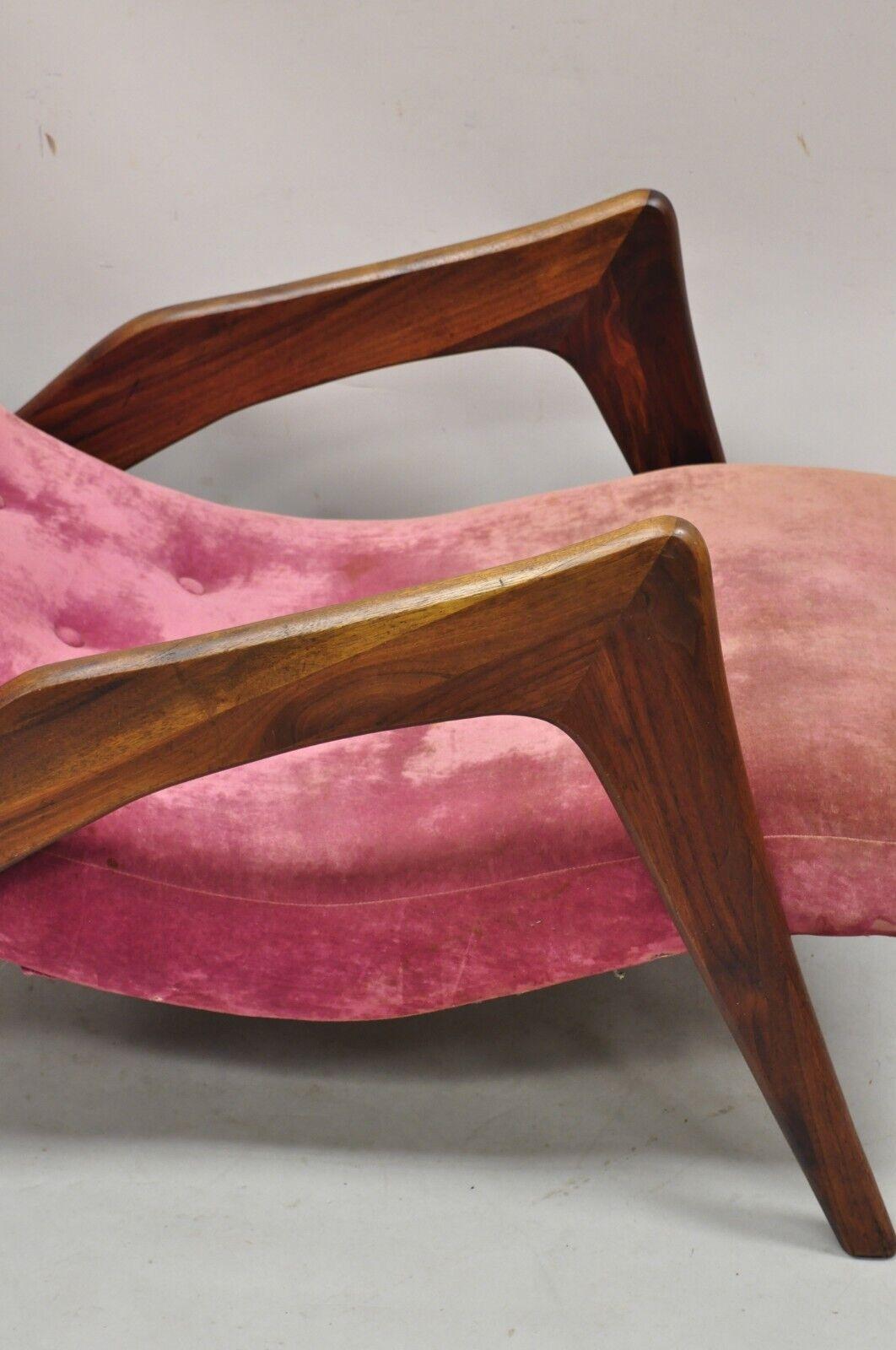 Mid-Century Modern Adrian Pearsall Walnut Grasshopper Chaise Lounge Chair Mid Century