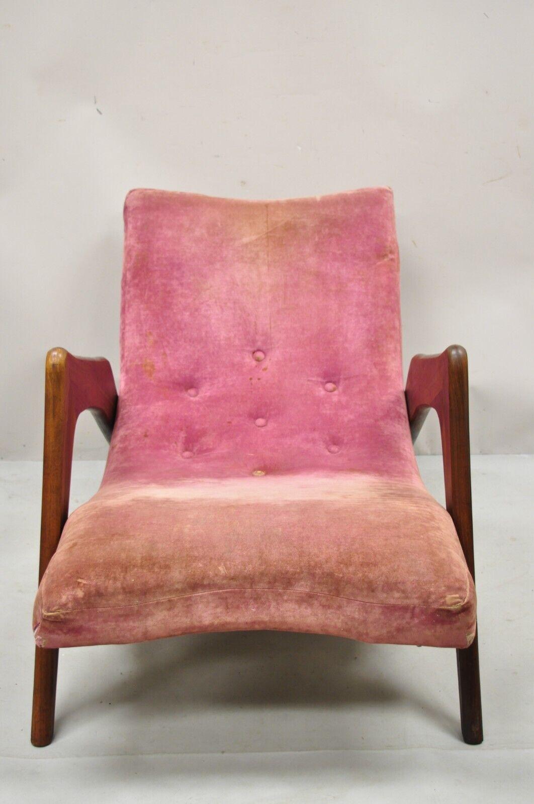 20th Century Adrian Pearsall Walnut Grasshopper Chaise Lounge Chair Mid Century