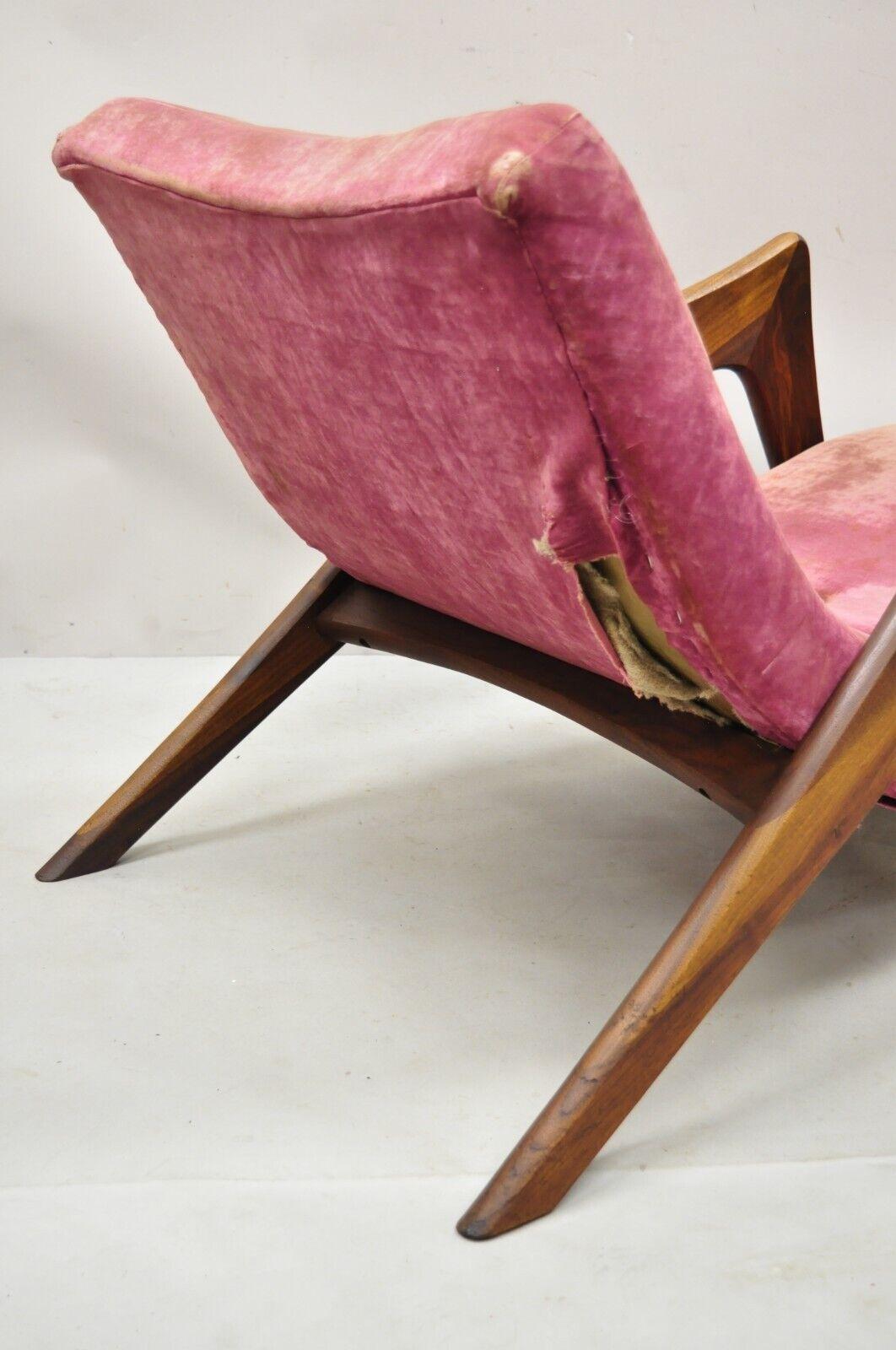 Adrian Pearsall Walnut Grasshopper Chaise Lounge Chair Mid Century 3