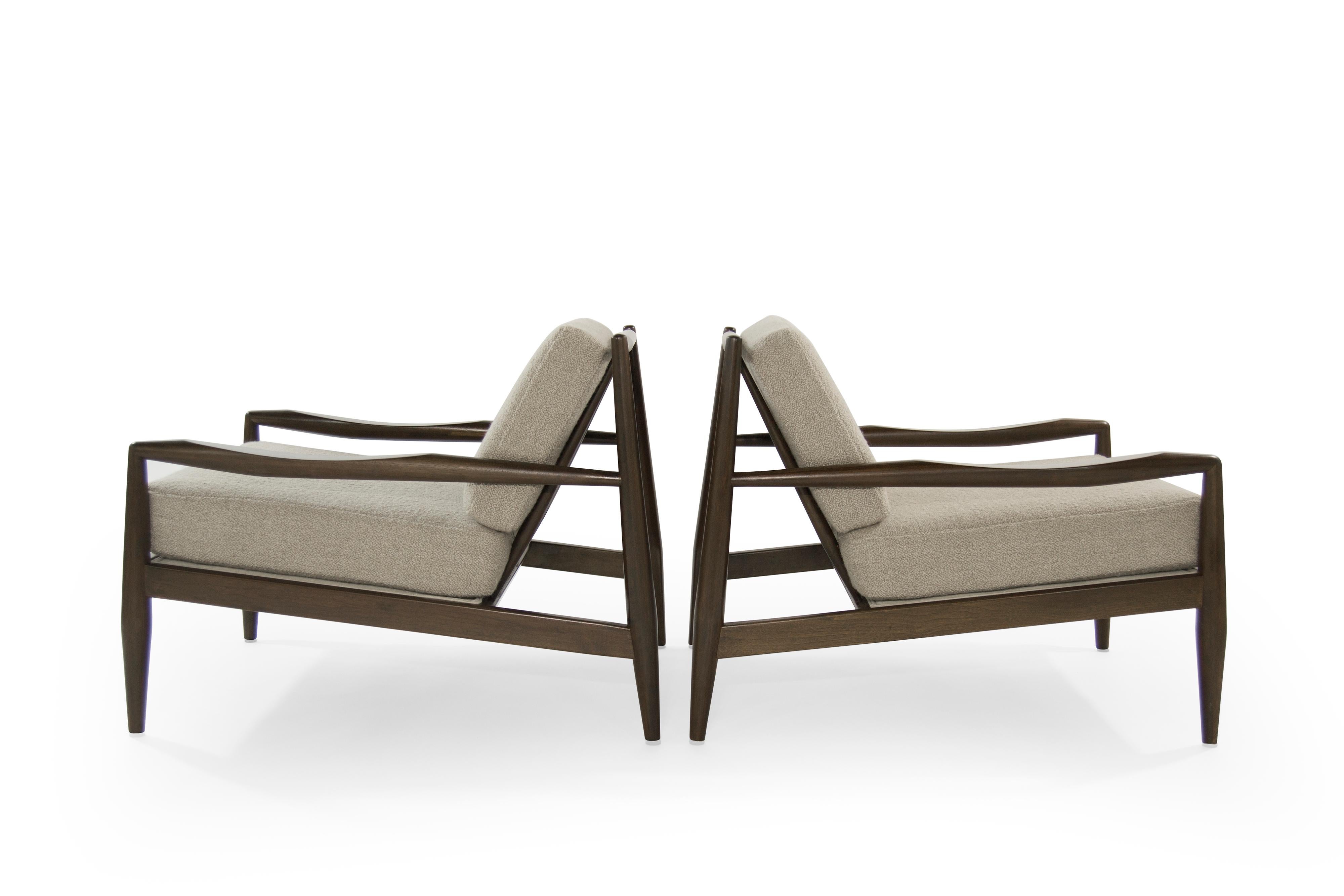 Mid-Century Modern Adrian Pearsall Walnut Lounge Chairs, Model 834-C, circa 1950s