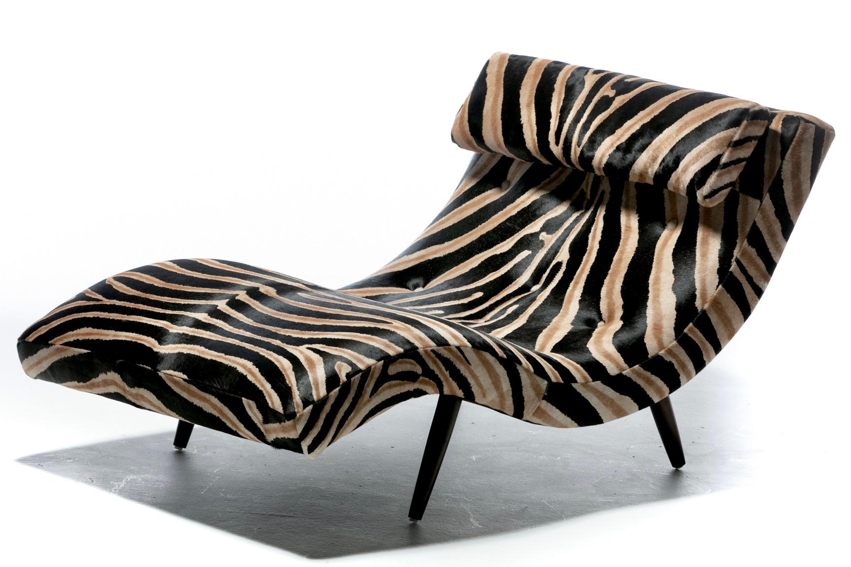 Adrian Pearsall Wave Chaise in Zebra Print Cowhide Upholstery For Sale 3