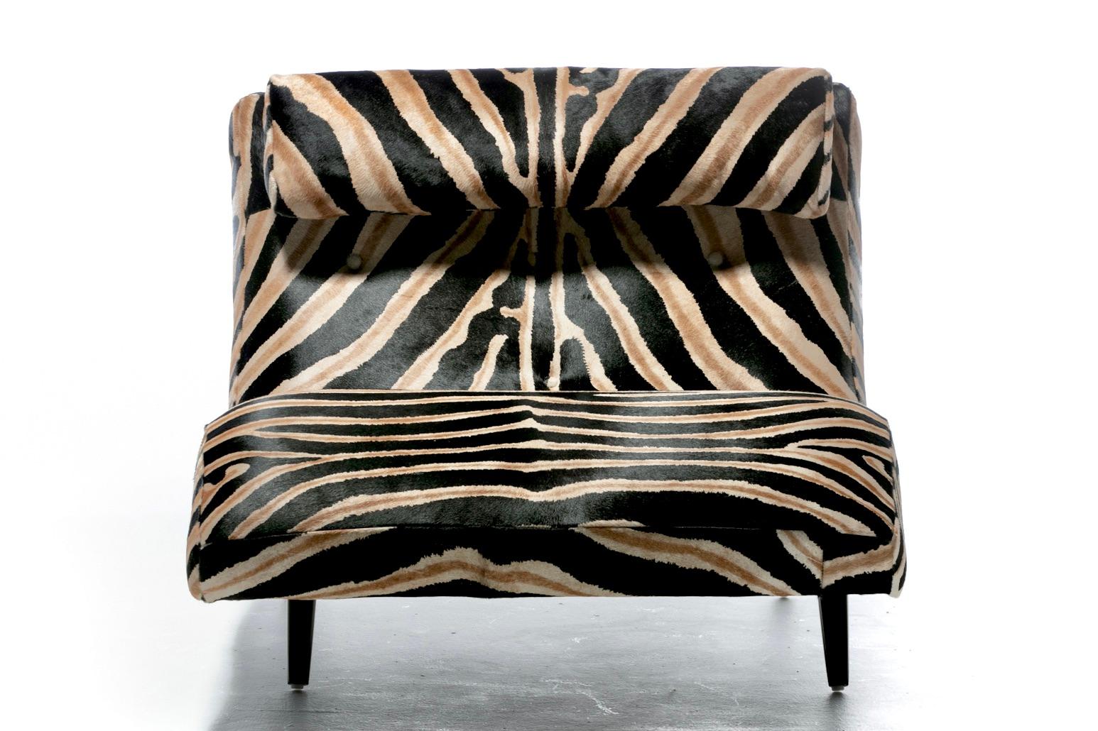 Adrian Pearsall Wave Chaise in Zebra Print Cowhide Upholstery For Sale 4