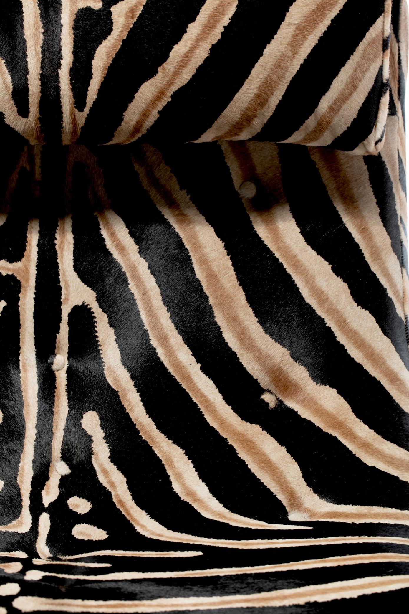 Adrian Pearsall Wave Chaise in Zebra Print Cowhide Upholstery For Sale 8