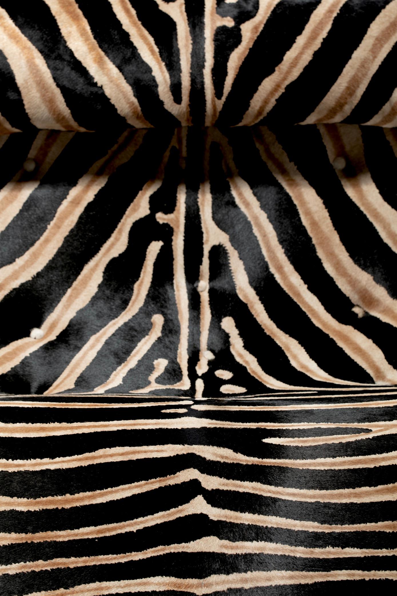 Adrian Pearsall Wave Chaise in Zebra Print Cowhide Upholstery For Sale 9