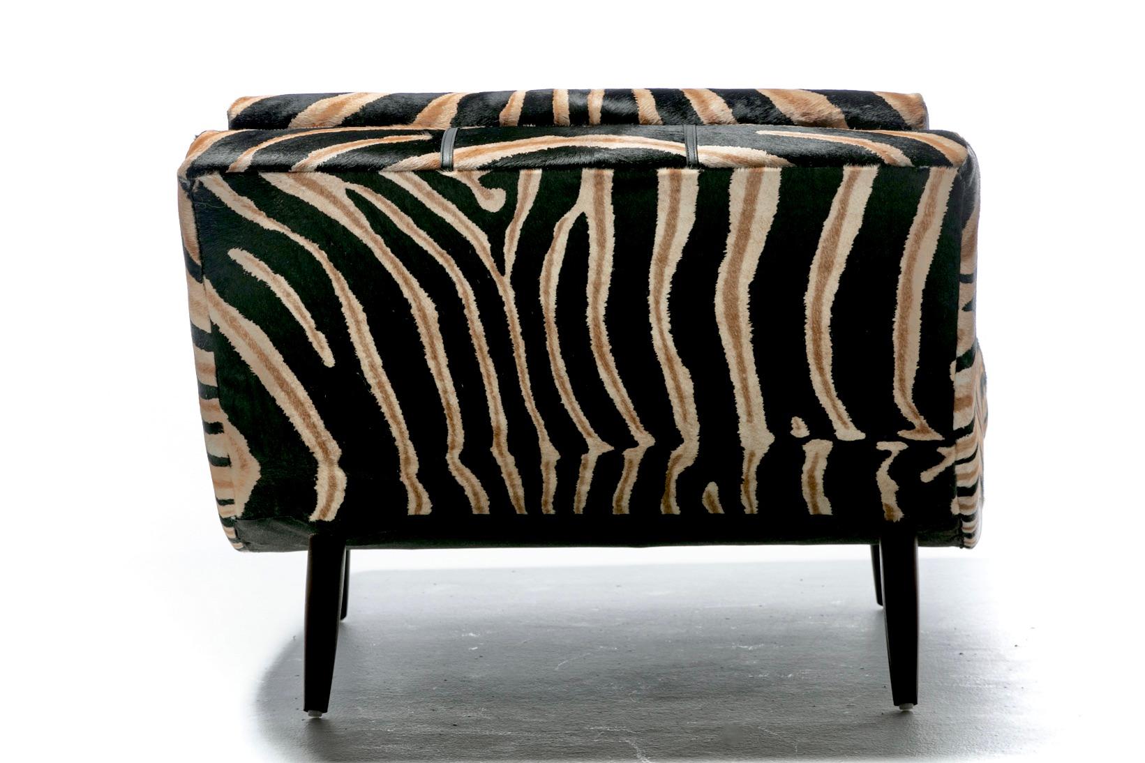 Adrian Pearsall Wave Chaise in Zebra Print Cowhide Upholstery In Good Condition For Sale In Saint Louis, MO