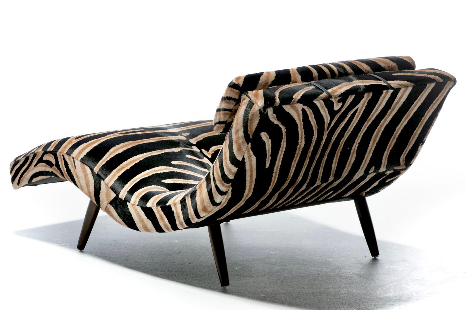 Mid-20th Century Adrian Pearsall Wave Chaise in Zebra Print Cowhide Upholstery For Sale