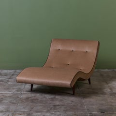 Adrian Pearsall Wave Chaise Lounge, Walnut Frame, Mid-Century Modern
