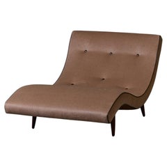 Adrian Pearsall Wave Chaise Lounge, Walnut Frame, Mid-Century Modern