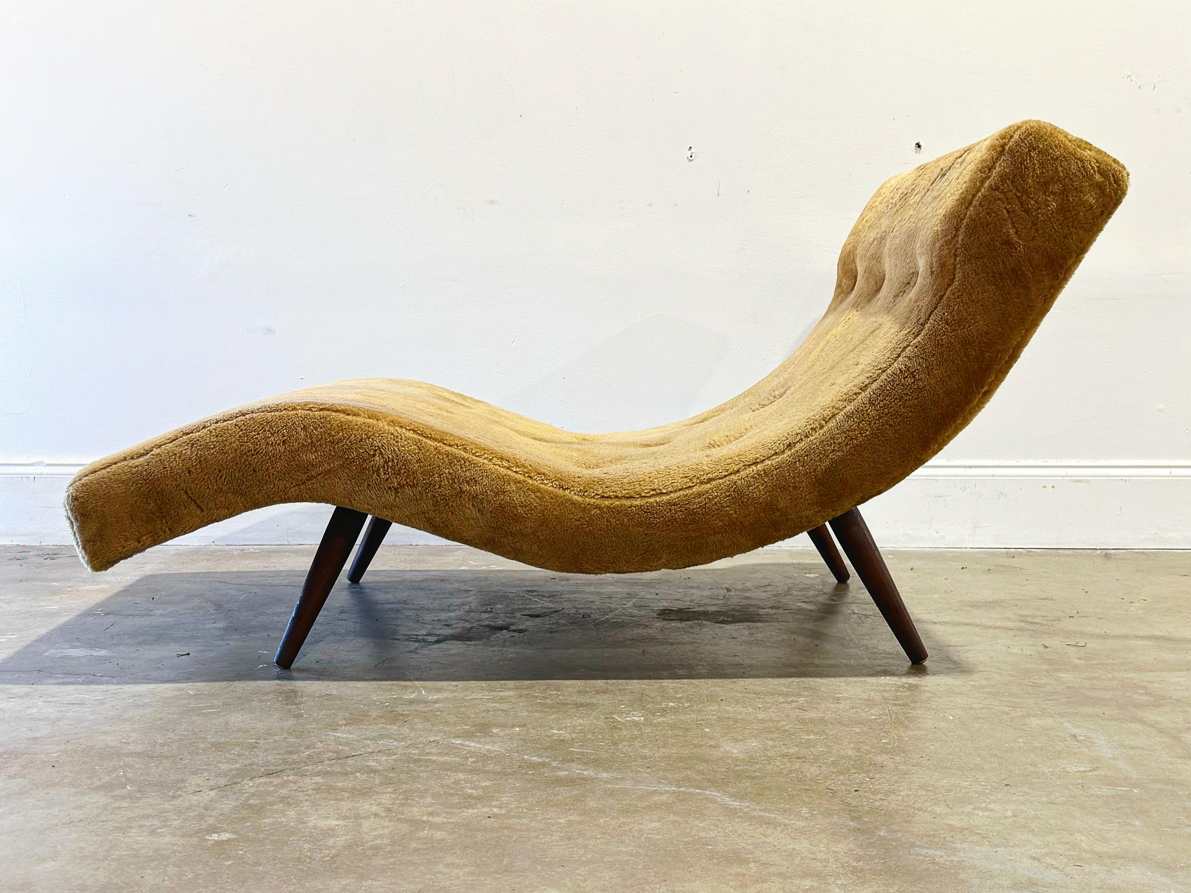 Adrian Pearsall Wave Chaise Lounge - Mid Century Modern - Tawny Gold Faux Fur 3