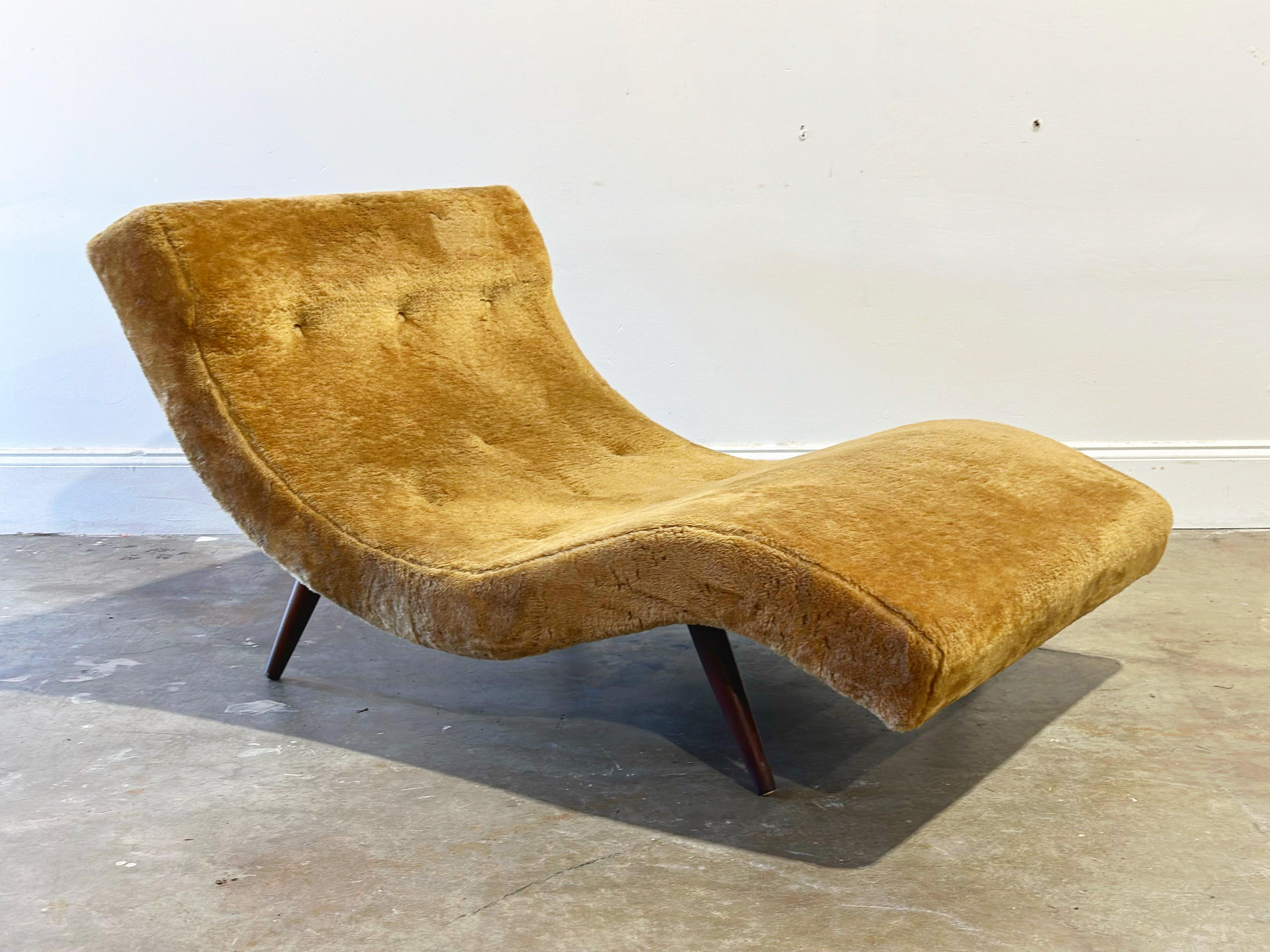 Mid-Century Modern Adrian Pearsall Wave Chaise Lounge - Mid Century Modern - Tawny Gold Faux Fur