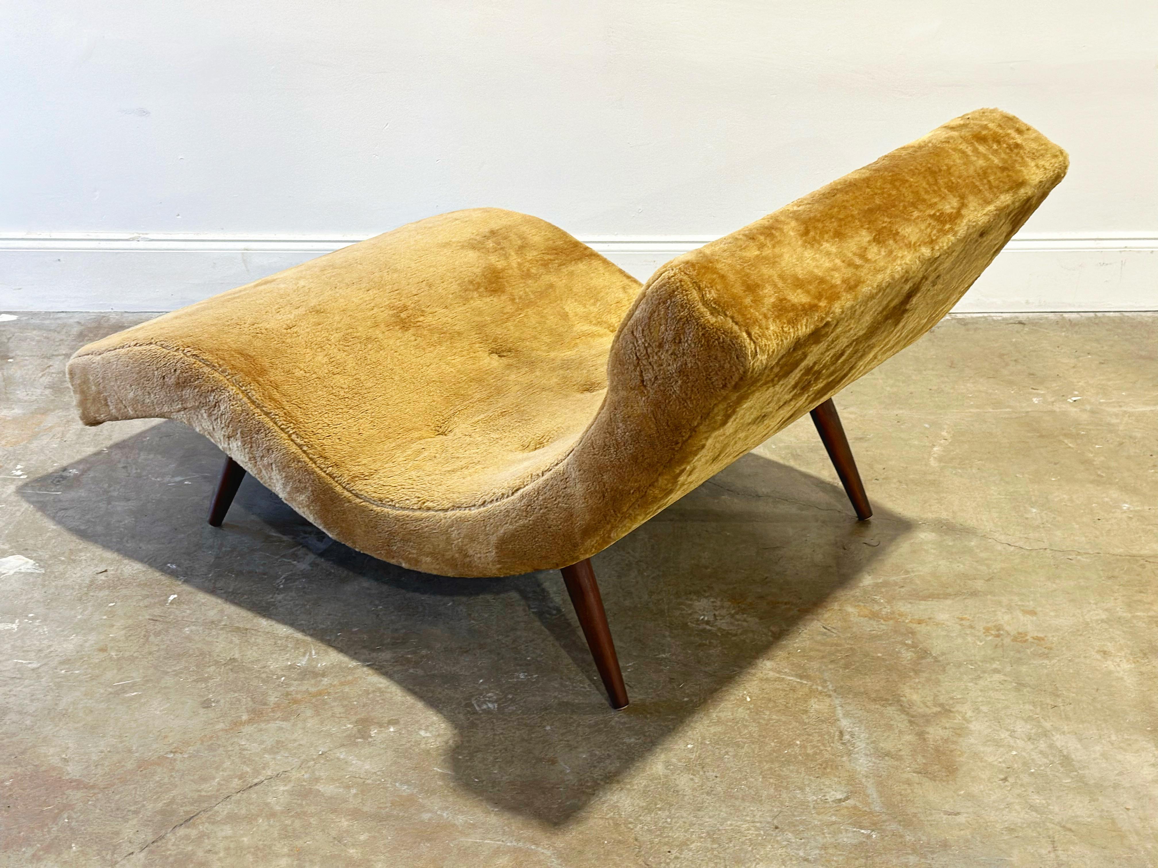 North American Adrian Pearsall Wave Chaise Lounge - Mid Century Modern - Tawny Gold Faux Fur