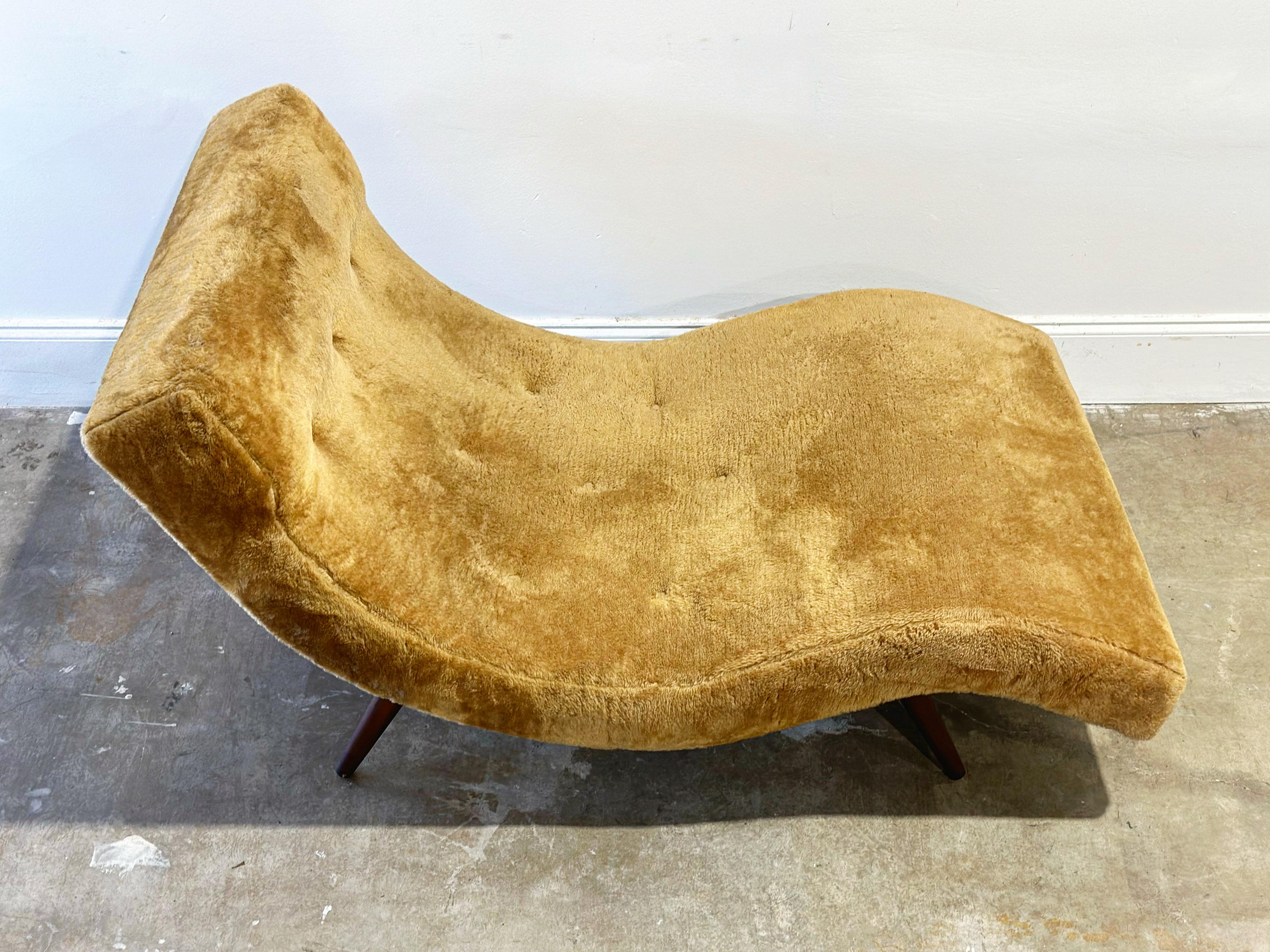 Adrian Pearsall Wave Chaise Lounge - Mid Century Modern - Tawny Gold Faux Fur 1