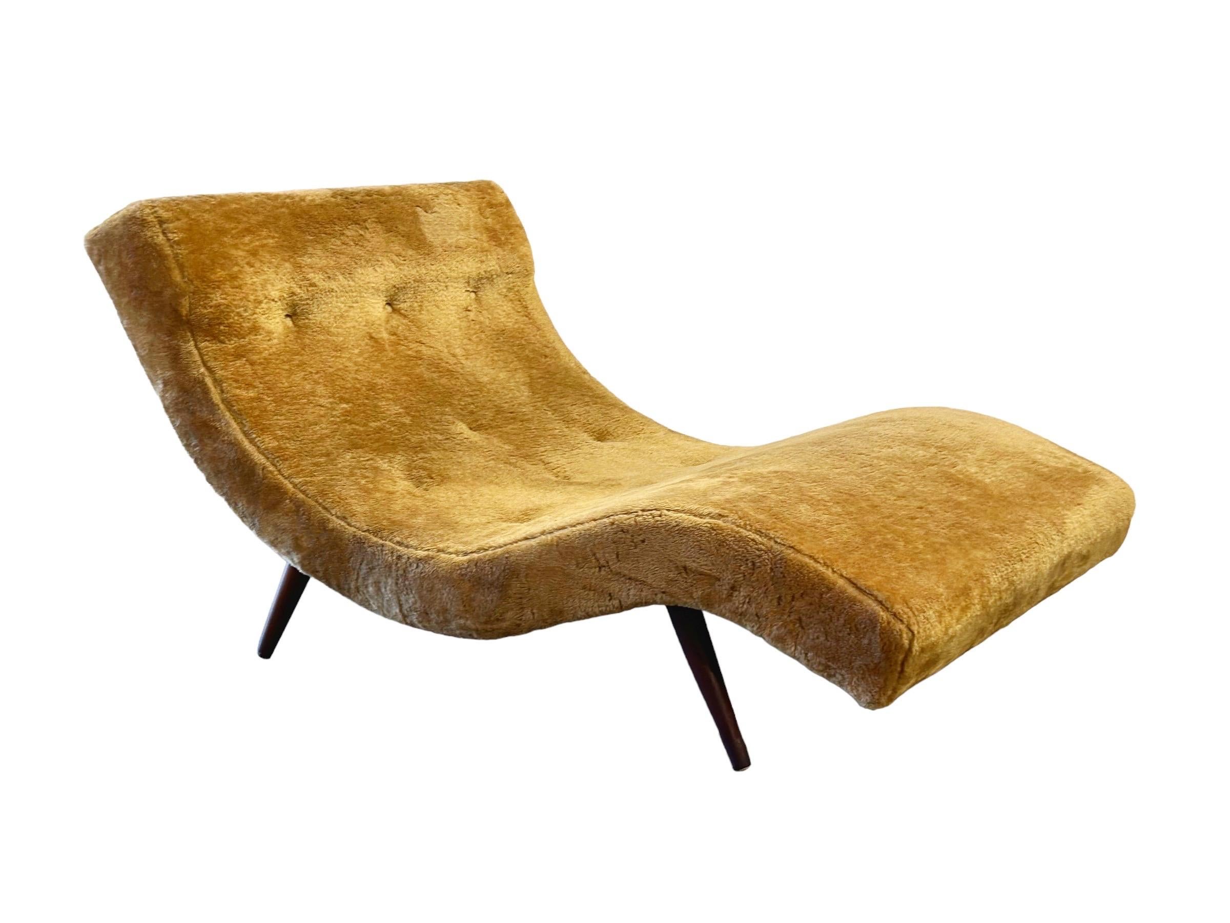 Adrian Pearsall Wave Chaise Lounge - Mid Century Modern - Tawny Gold Faux Fur 2