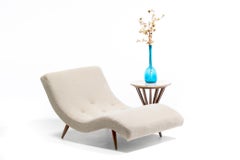 Adrian Pearsall Wave Lounge in Plush Faux Vanilla Bean Shearling on Walnut Legs