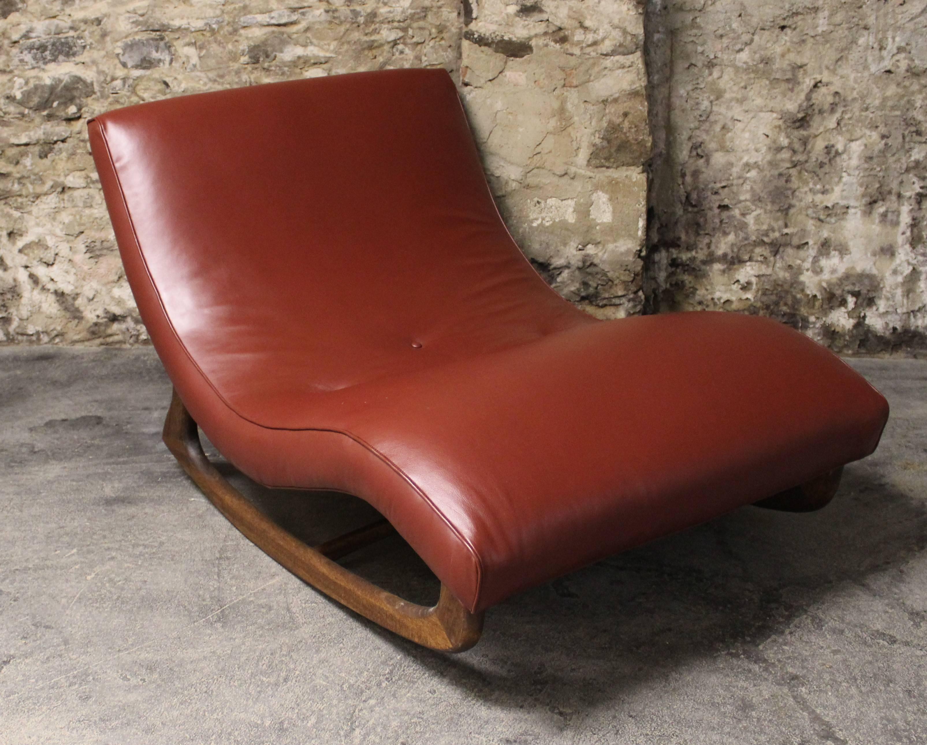 Mid-Century Modern Adrian Pearsall Wave Rocking Chair in Leather