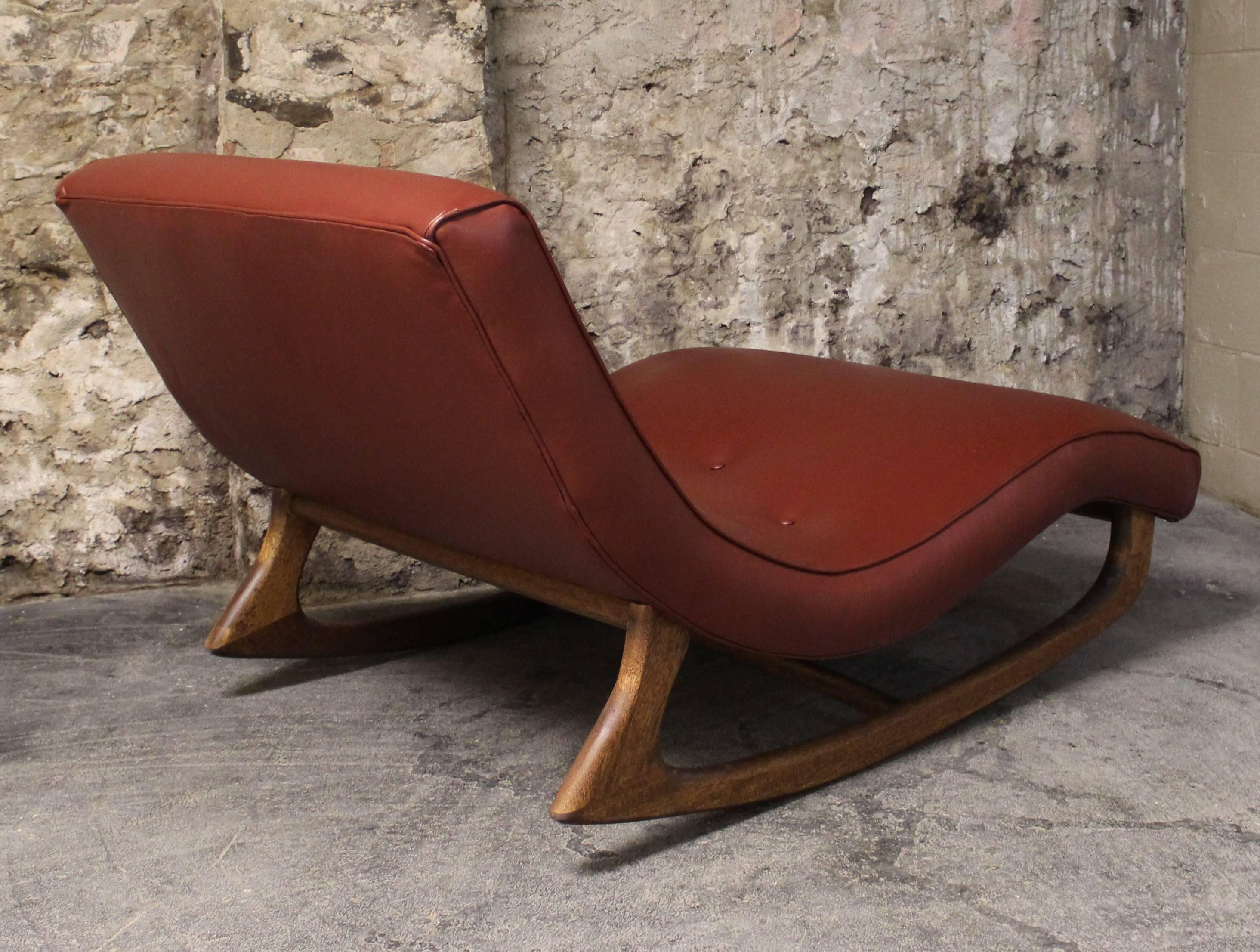 Adrian Pearsall Wave Rocking Chair in Leather In Excellent Condition In Hamilton, Ontario