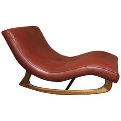 Adrian Pearsall Wave Schaukelstuhl aus Leder