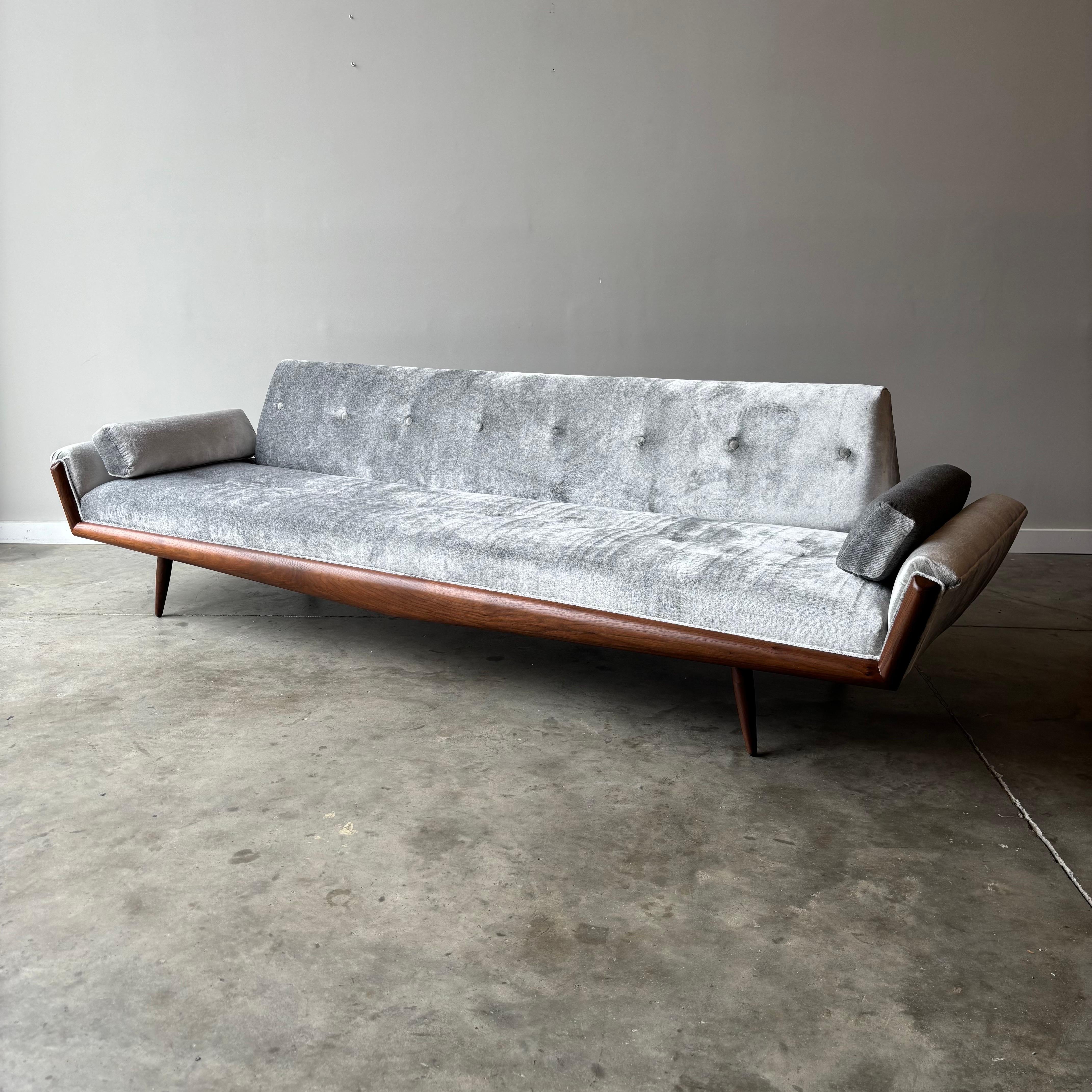 20th Century Adrian Pearsall Wing Arm Sofa - Newly Upholstered in Kravet Couture Velvet For Sale