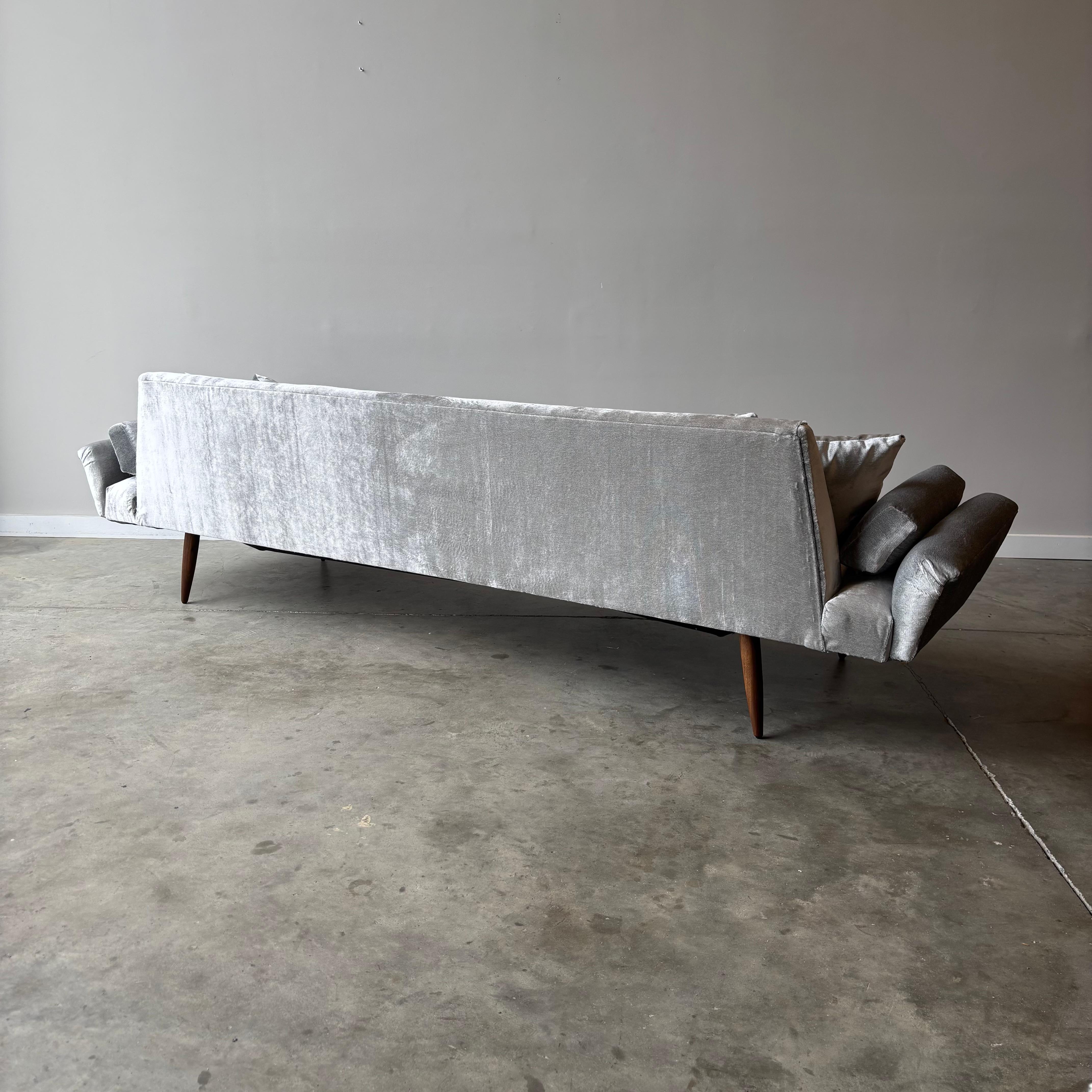 Adrian Pearsall Wing Arm Sofa - Newly Upholstered in Kravet Couture Velvet For Sale 1
