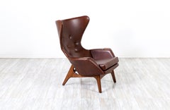 Adrian Pearsall Wingback Cognac Leather Lounge Chair