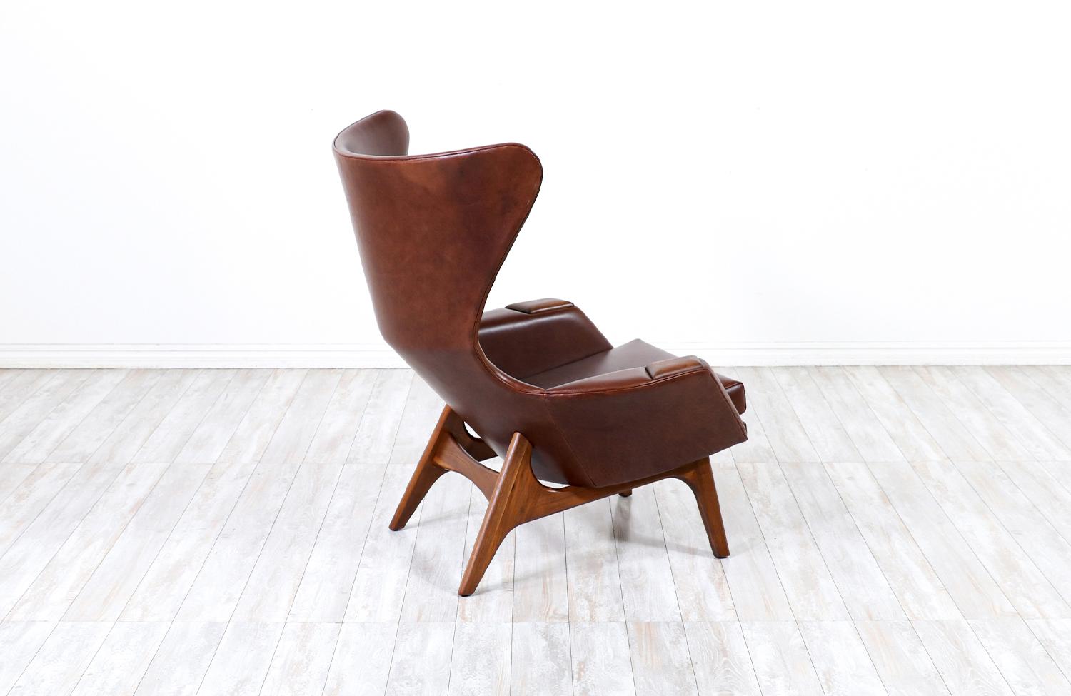 American Adrian Pearsall Wingback Cognac Leather Lounge Chair 